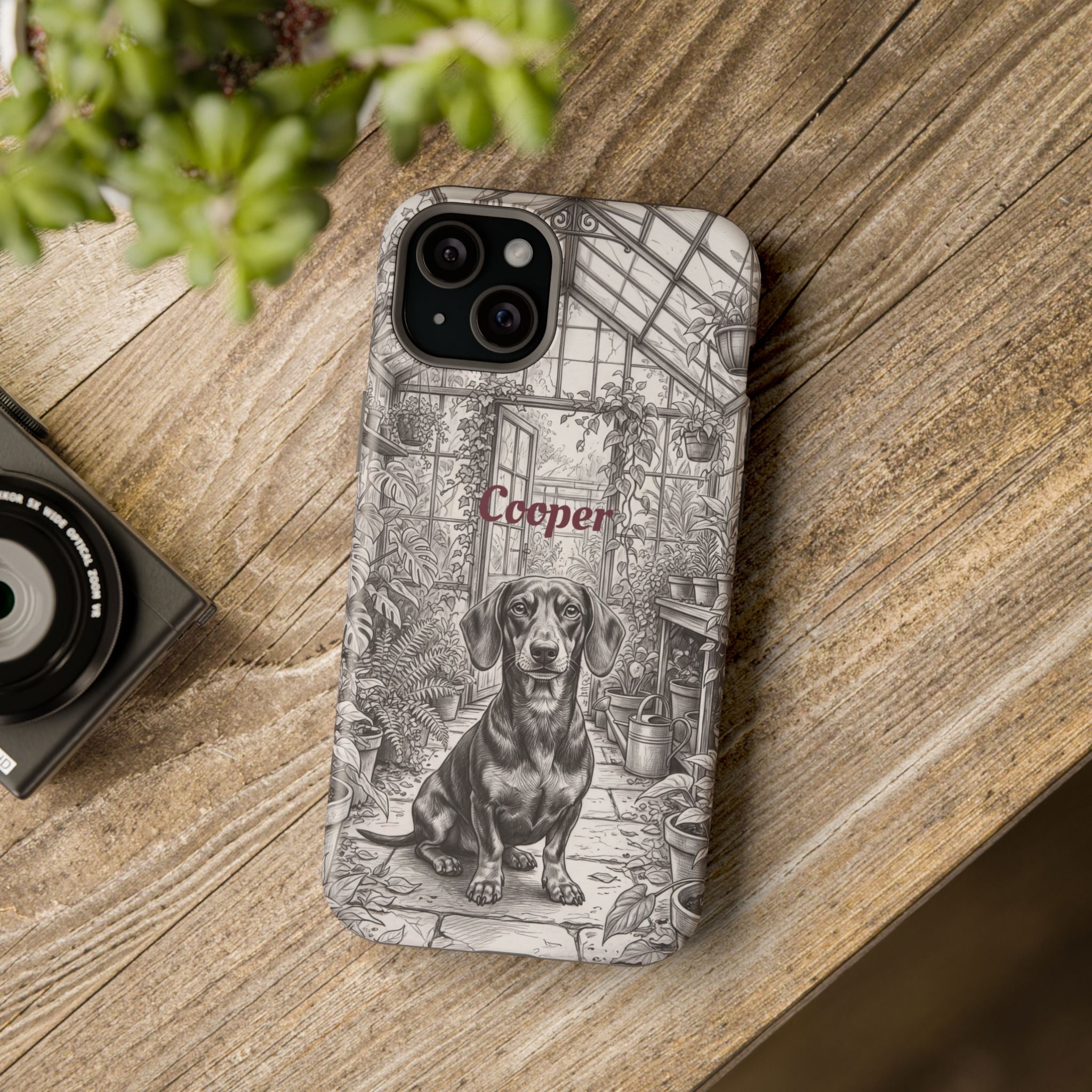 Personalized Dachshund Vintage Greenhouse Phone Case — Wireless Charging Cover