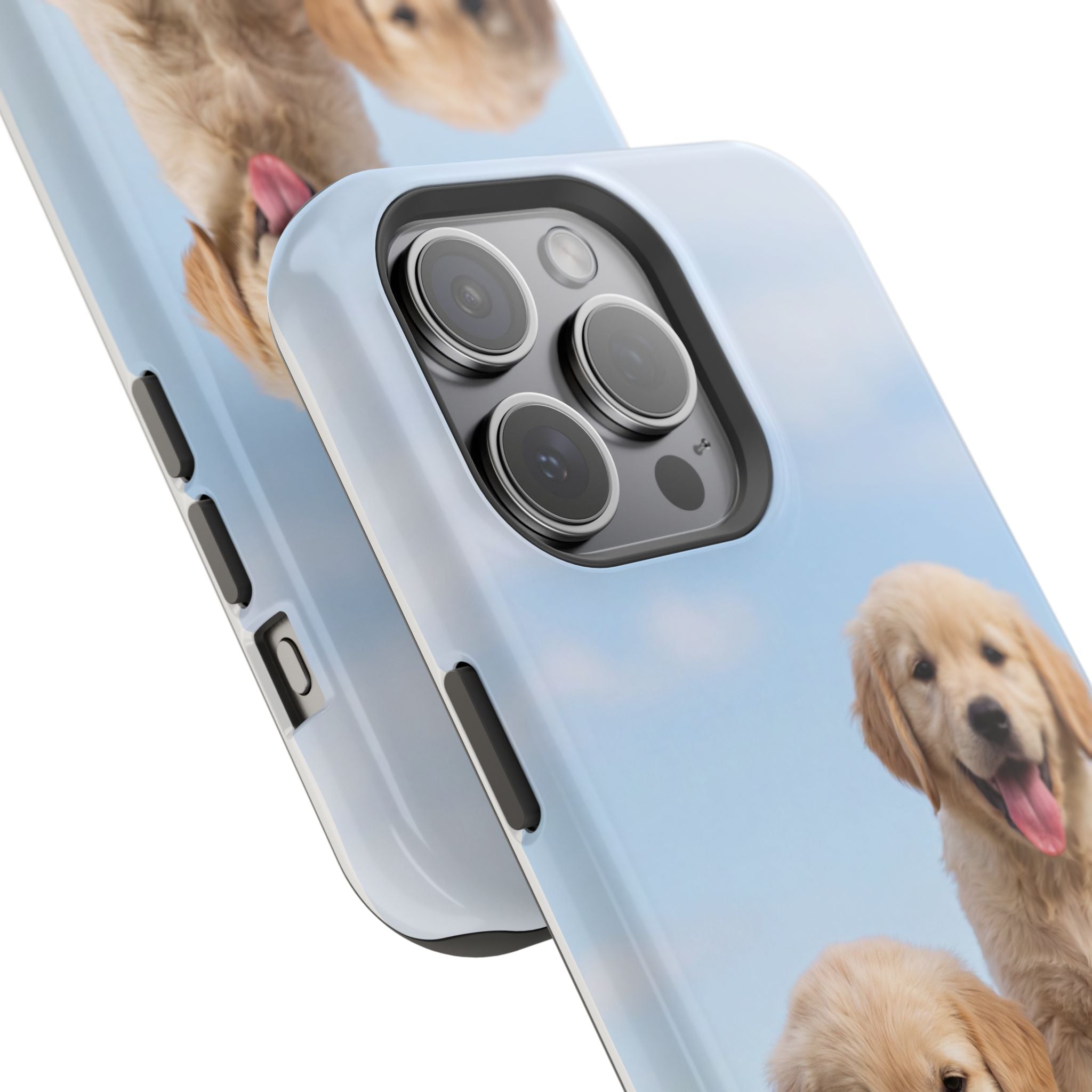 Golden Retriever Puppy Duo Phone Case — Impact-Resistant Wireless Charging Cover