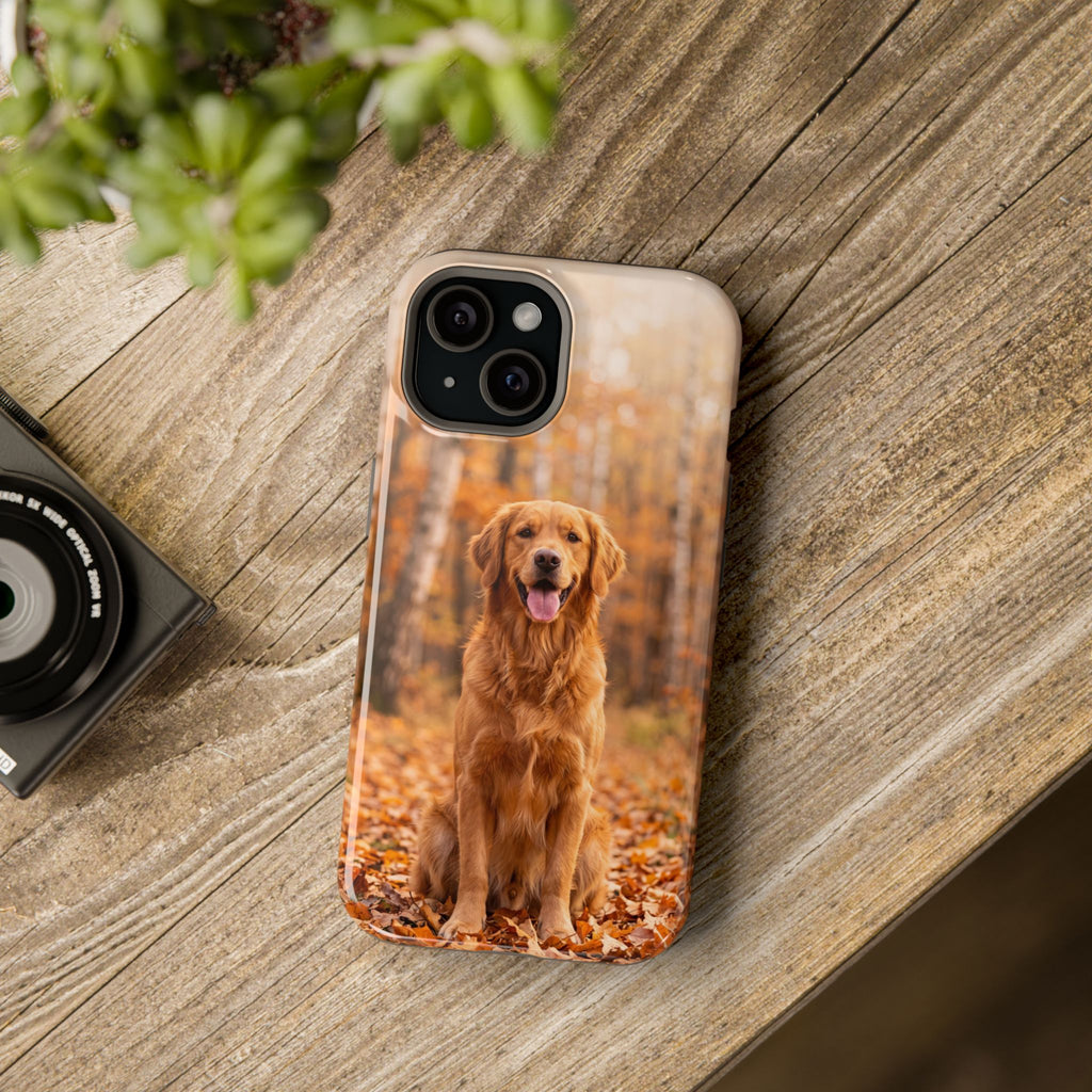 Autumn Golden Retriever Phone Case — Impact-Resistant Wireless Charging Cover