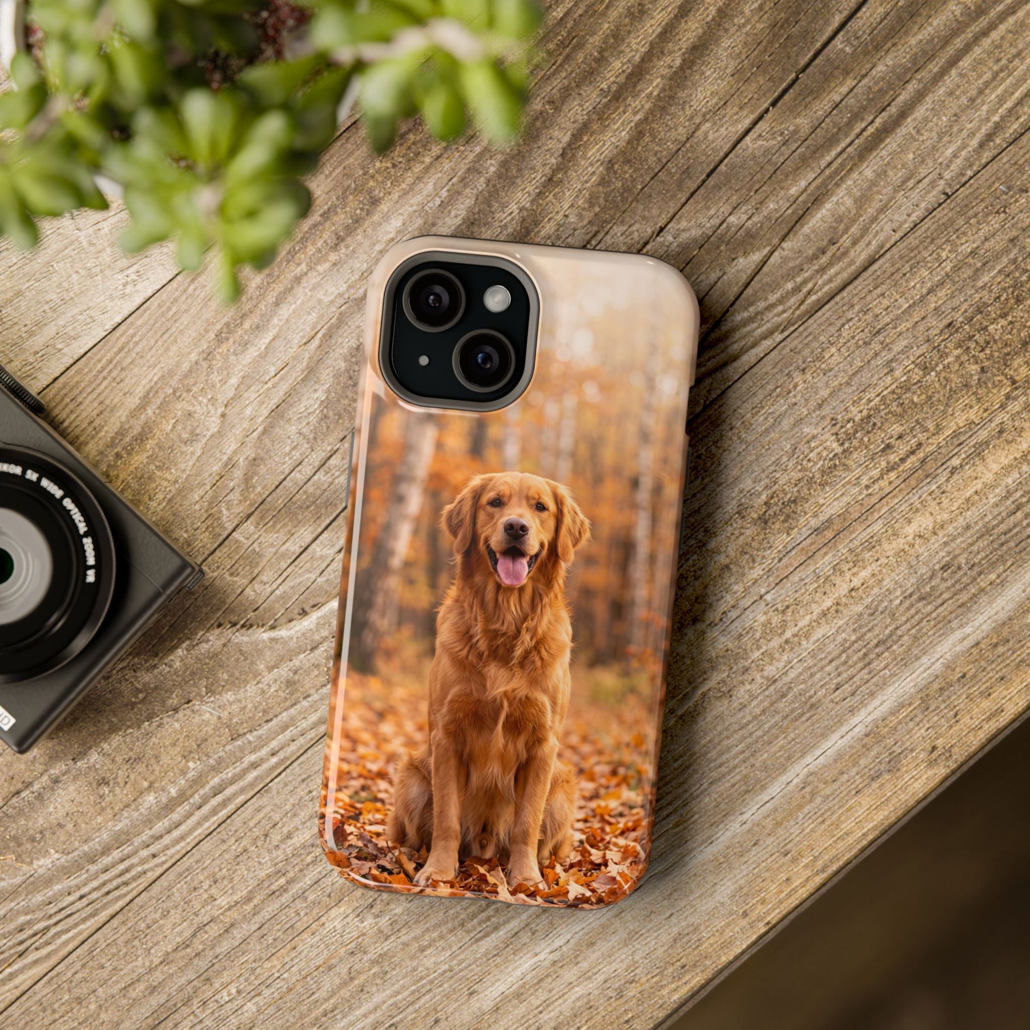 Autumn Golden Retriever Phone Case — Impact-Resistant Wireless Charging Cover