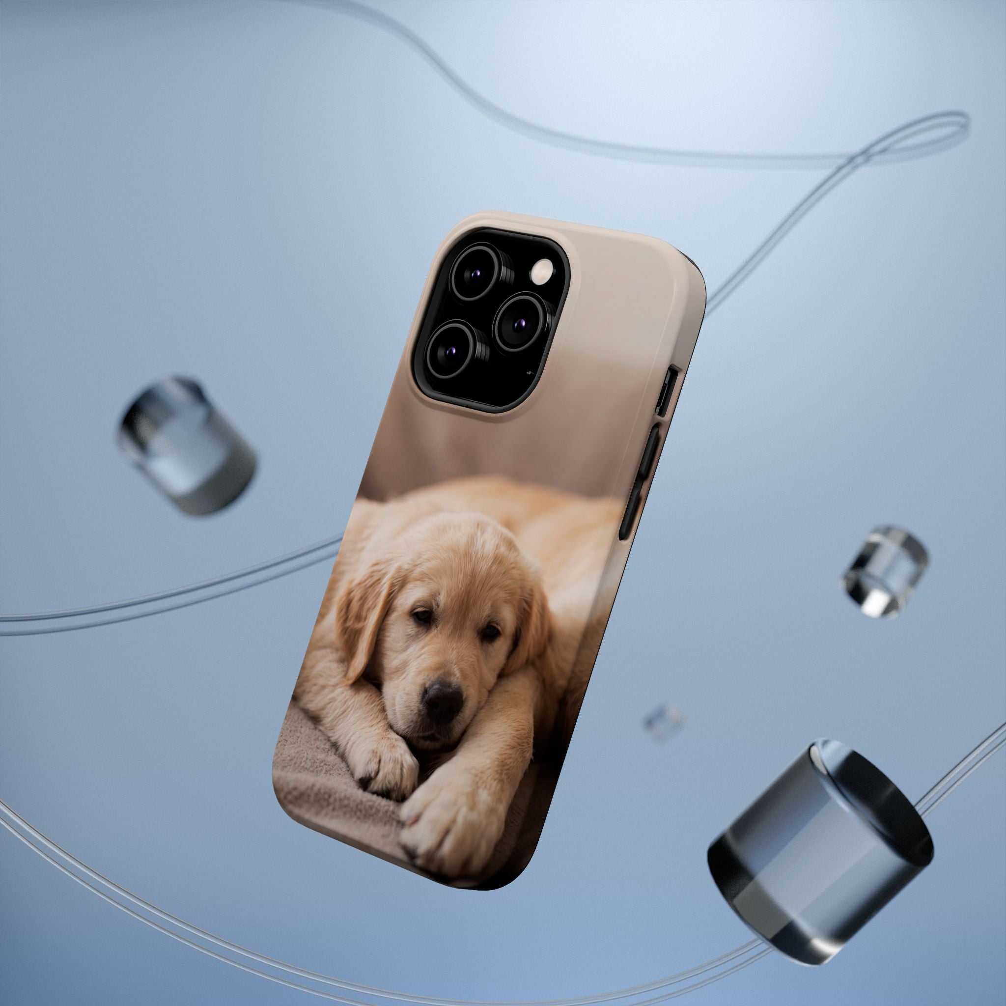 Golden Retriever Puppy Phone Case — Impact-Resistant Wireless Charging Cover