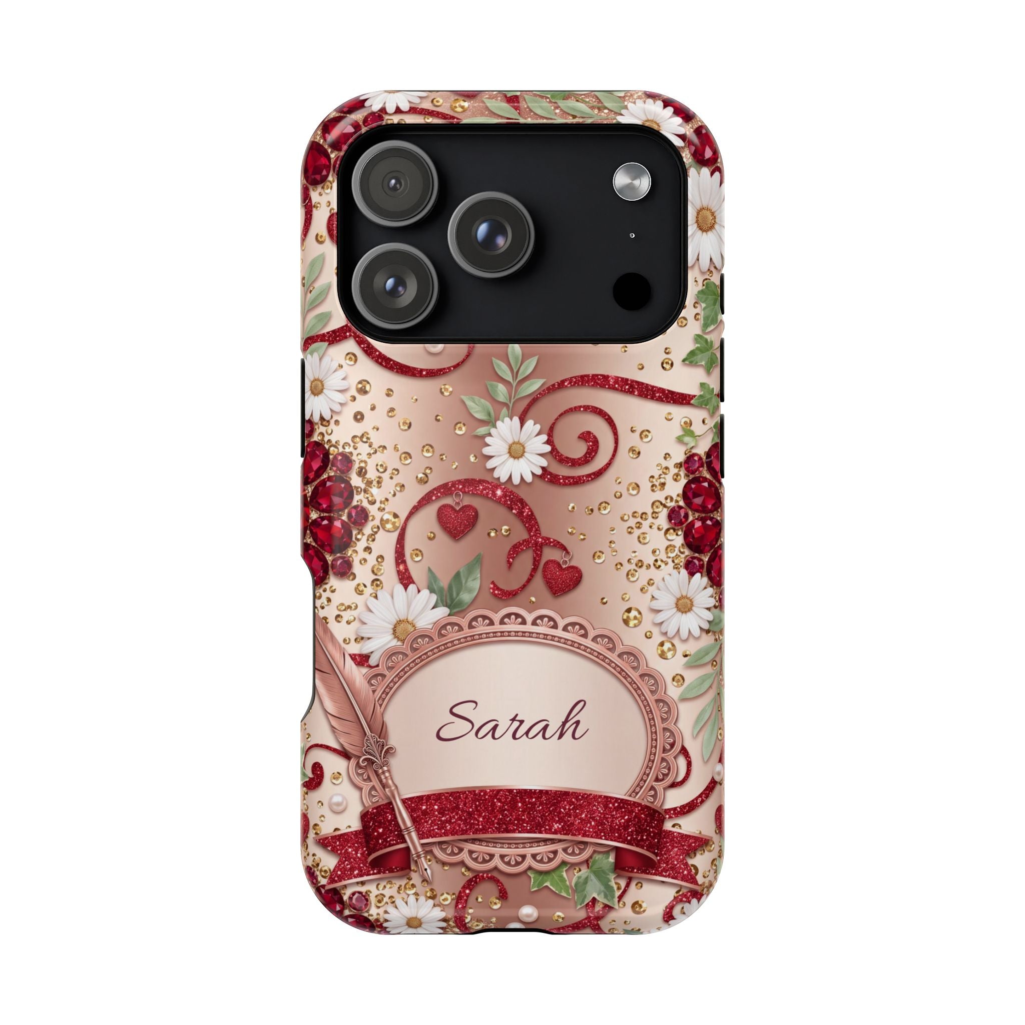 Personalized Vintage Floral Teacher Phone Case — Wireless Charging Cover