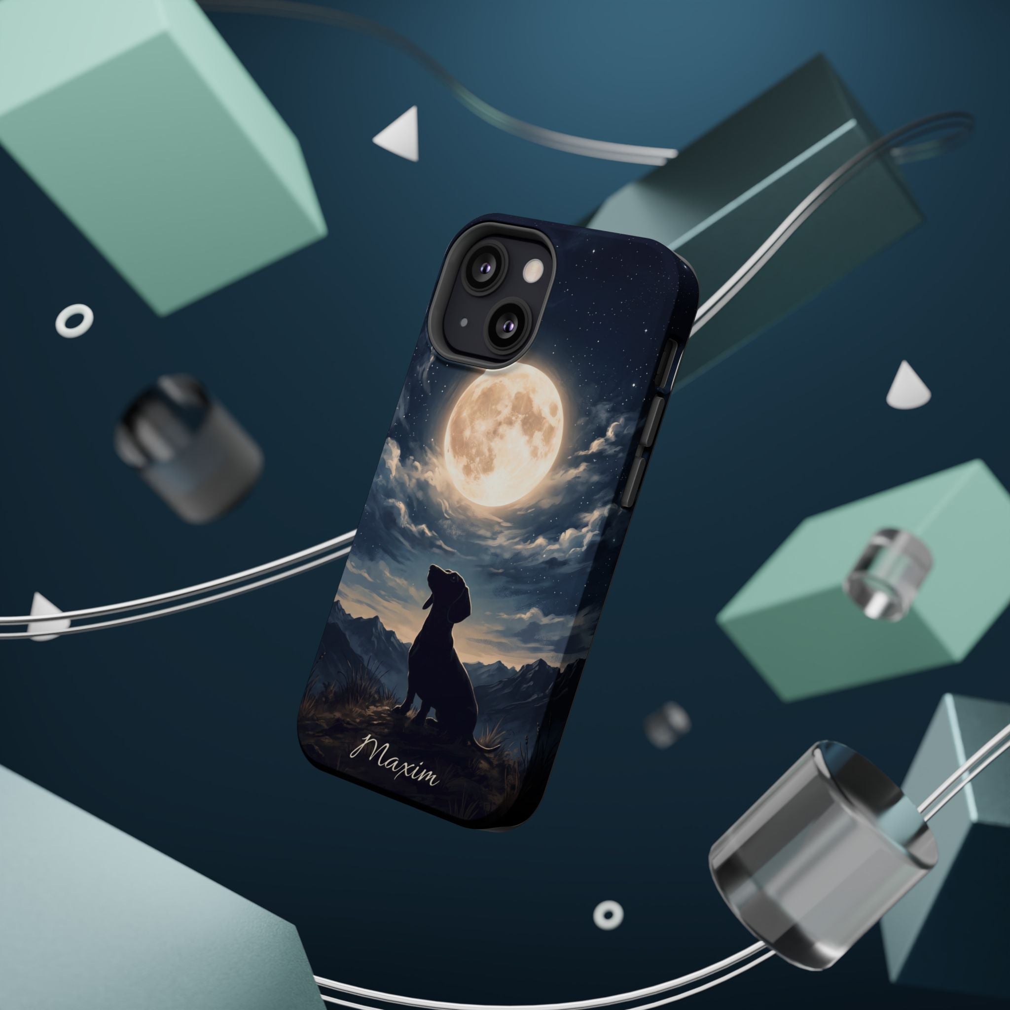 Personalized Dachshund Moonlight Phone Case — Wireless Charging Cover