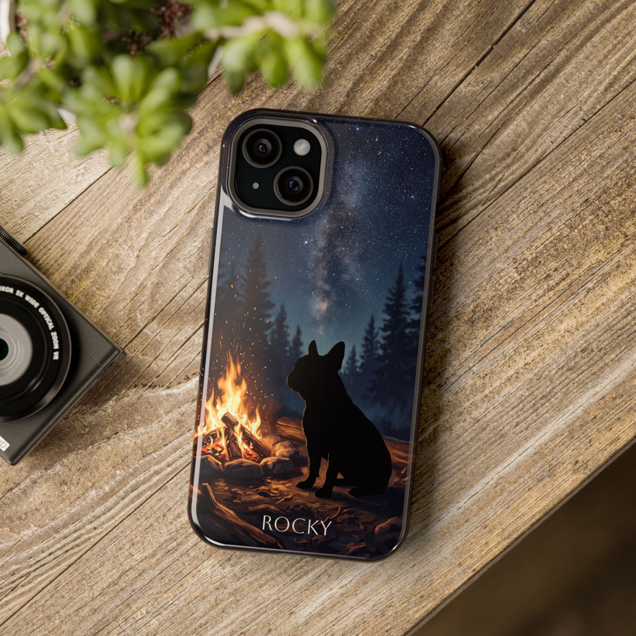 Personalized French Bulldog Campfire Phone Case — Wireless Charging Cover