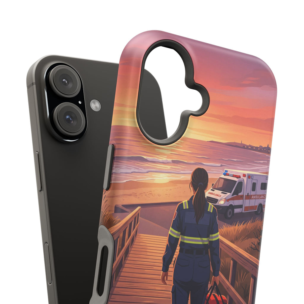 Sunset Boardwalk Personalized Paramedic Phone Case — Wireless Charging Cover