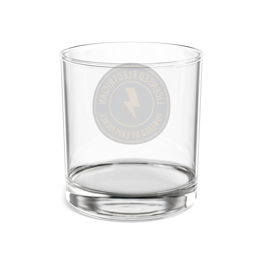 Licensed Electrician Badge Rocks Glass 10oz — Navy & Gold Whiskey Tumbler