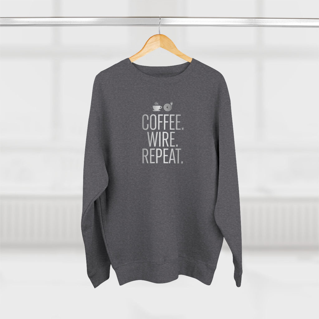 Coffee Wire Repeat Electrician Sweatshirt | Funny Electrician Gift Crewneck