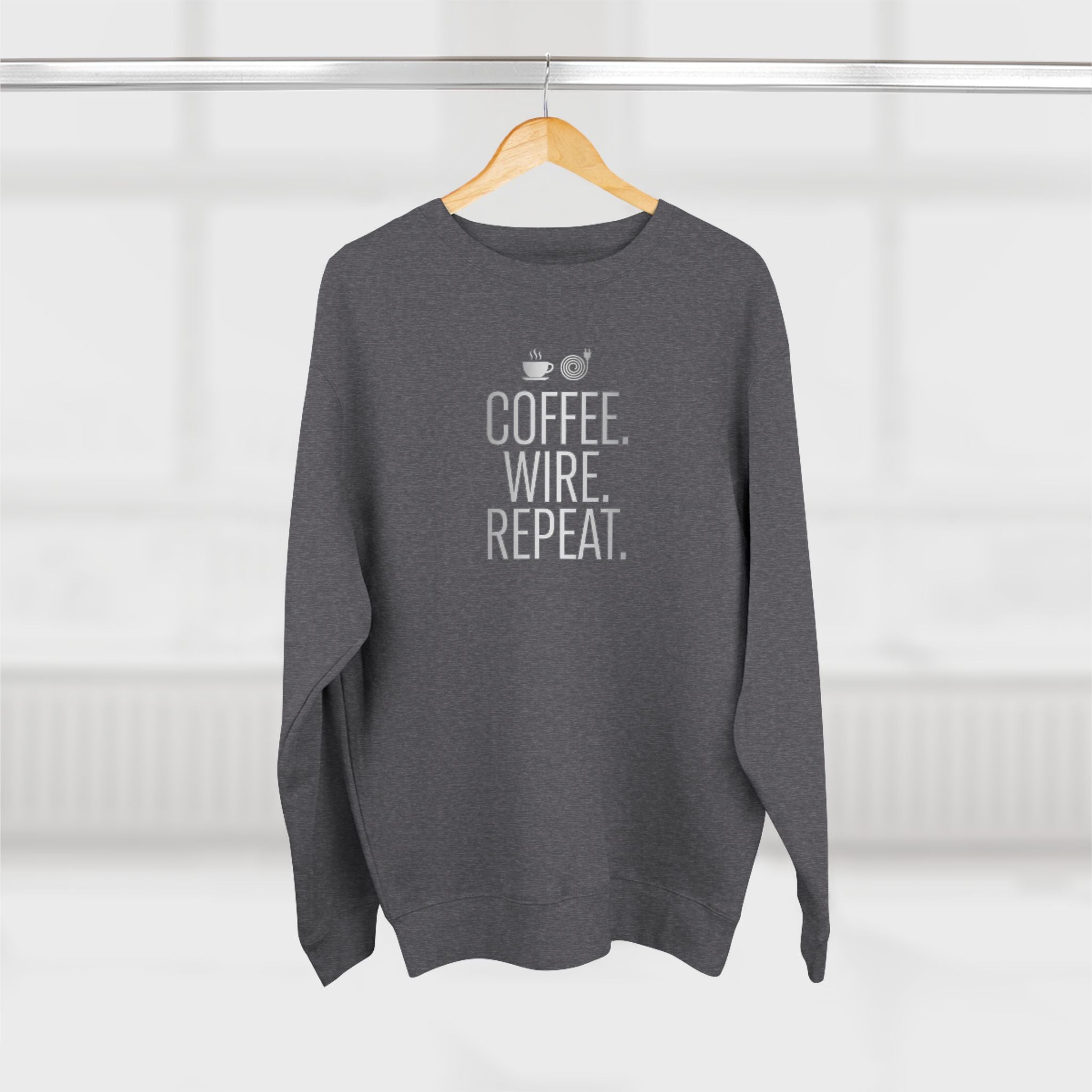 Coffee Wire Repeat Electrician Sweatshirt | Funny Electrician Gift Crewneck