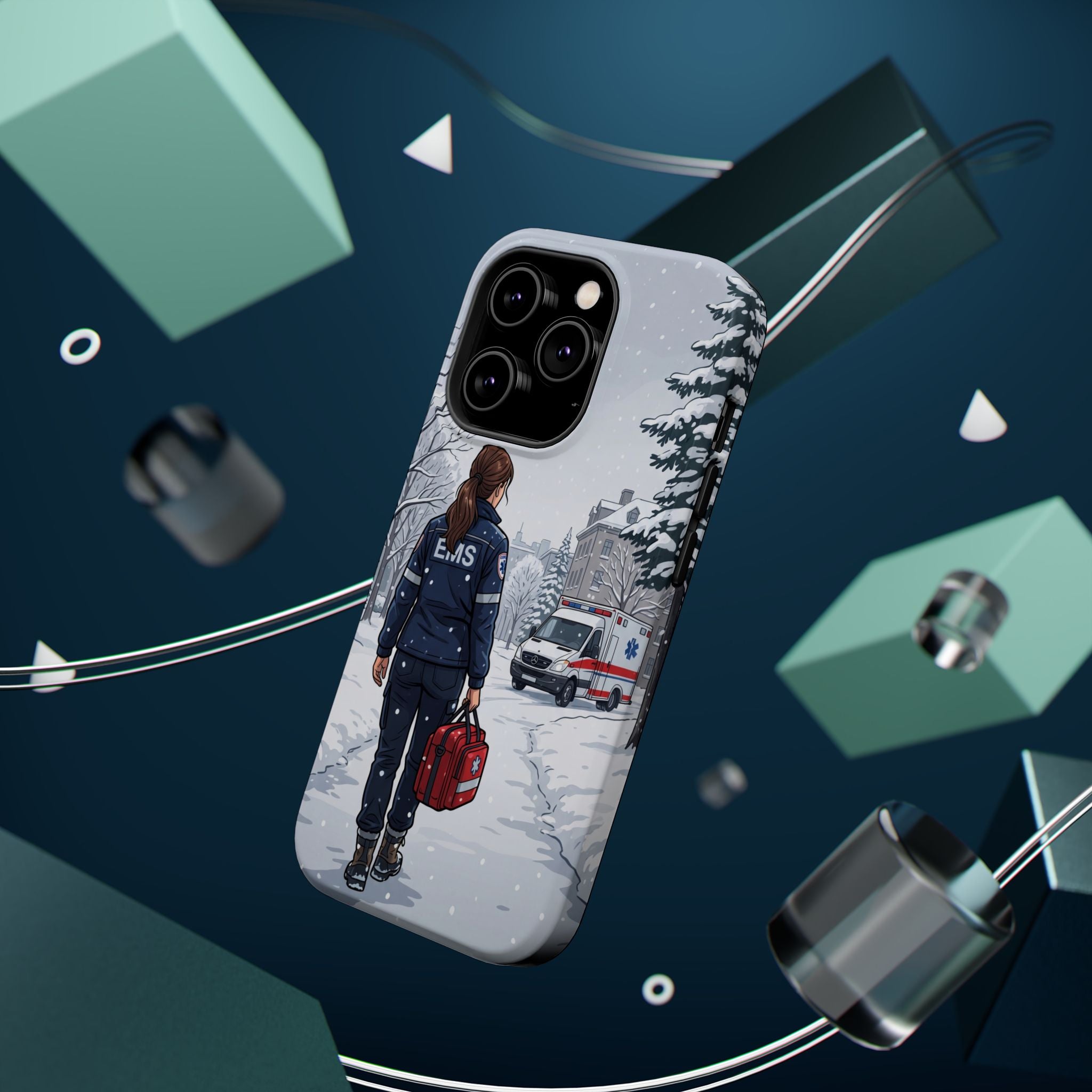 Paramedic/EMT Winter Phone Case — Magnetic Wireless Charging Cover