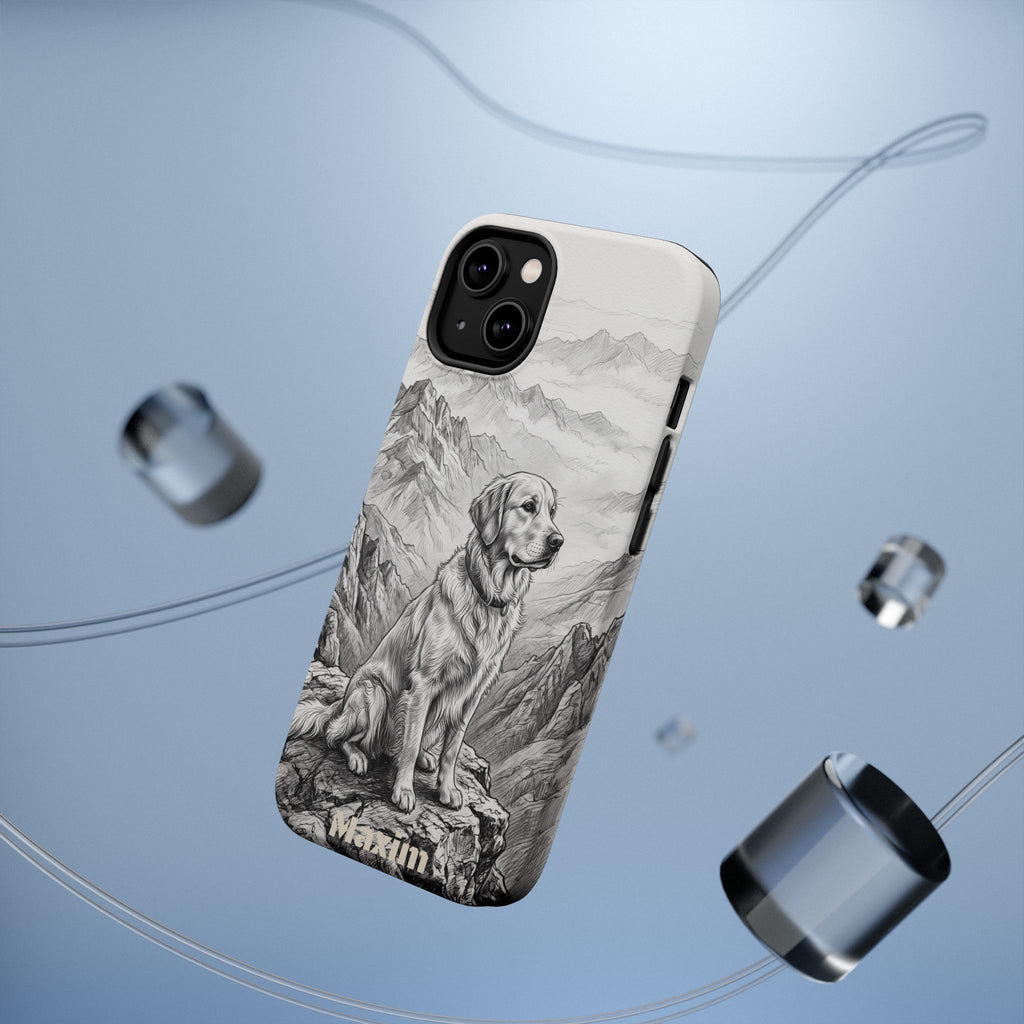 Personalized Golden Retriever Mountain Peak Phone Case — Wireless Charging Cover