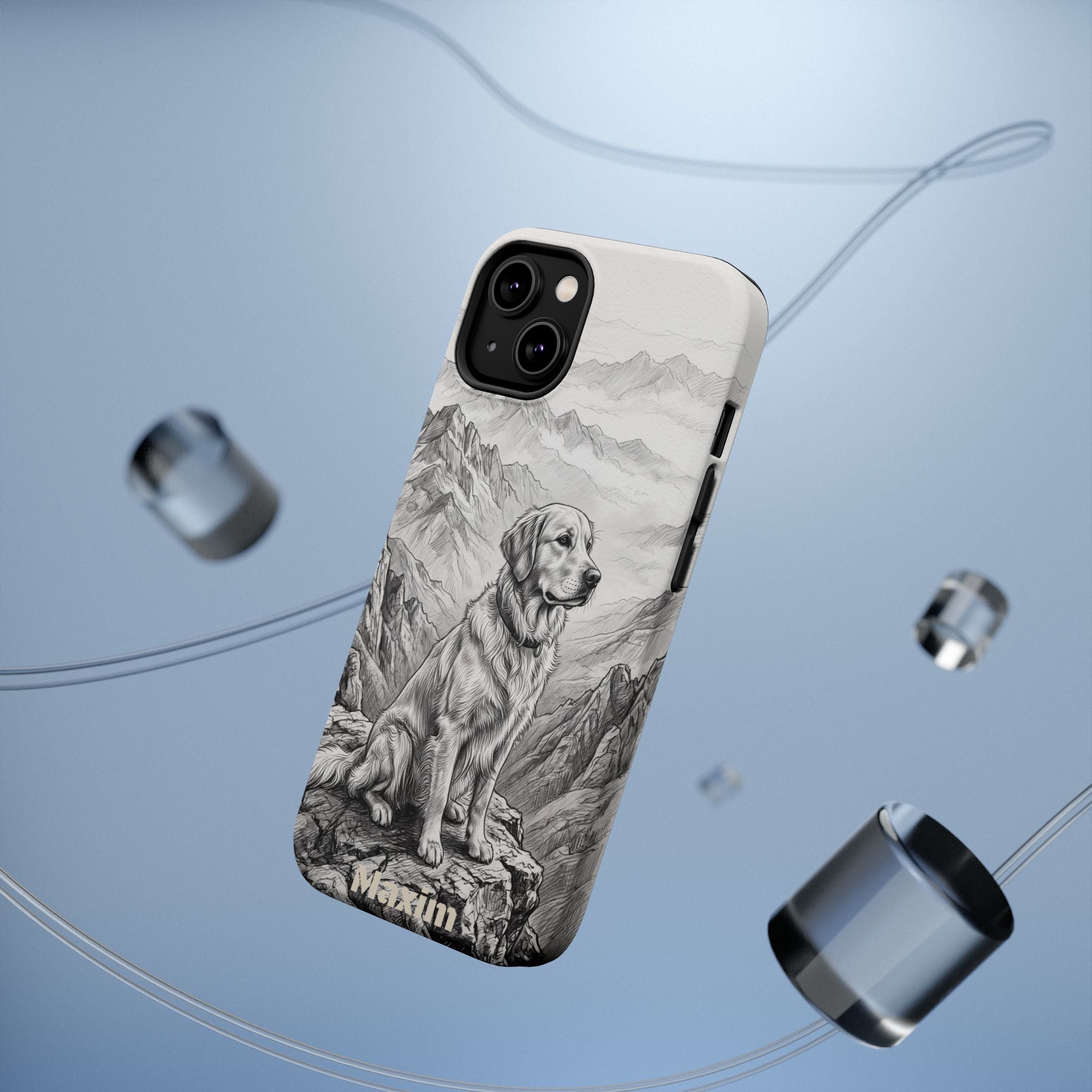 Personalized Golden Retriever Mountain Peak Phone Case — Wireless Charging Cover