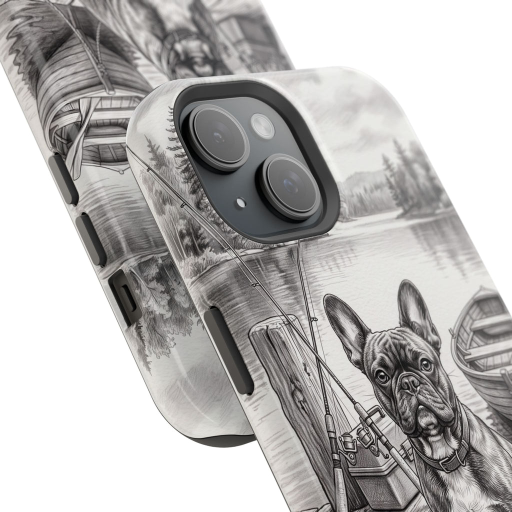 Personalized French Bulldog Lakeside Dock Phone Case — Wireless Charging Cover