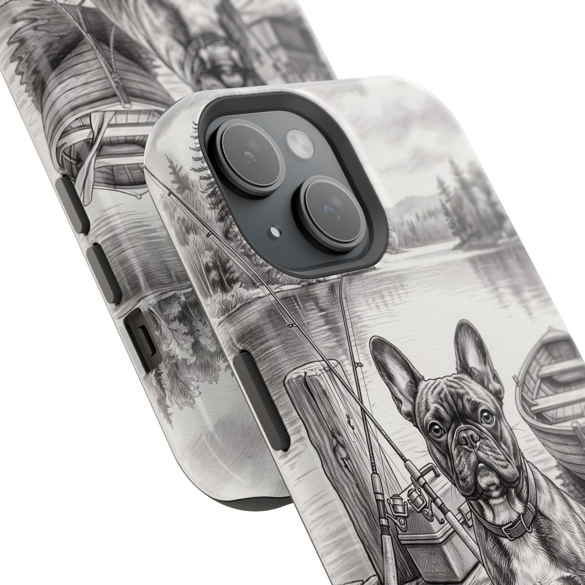 Personalized French Bulldog Lakeside Dock Phone Case — Wireless Charging Cover
