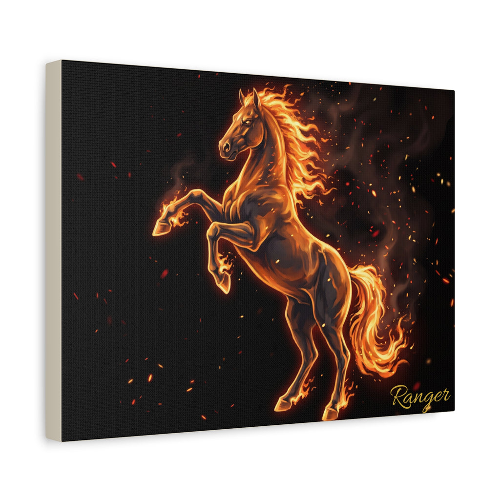 Horse Personalized Canvas | Fire and Embers Rearing Horse Wall Art