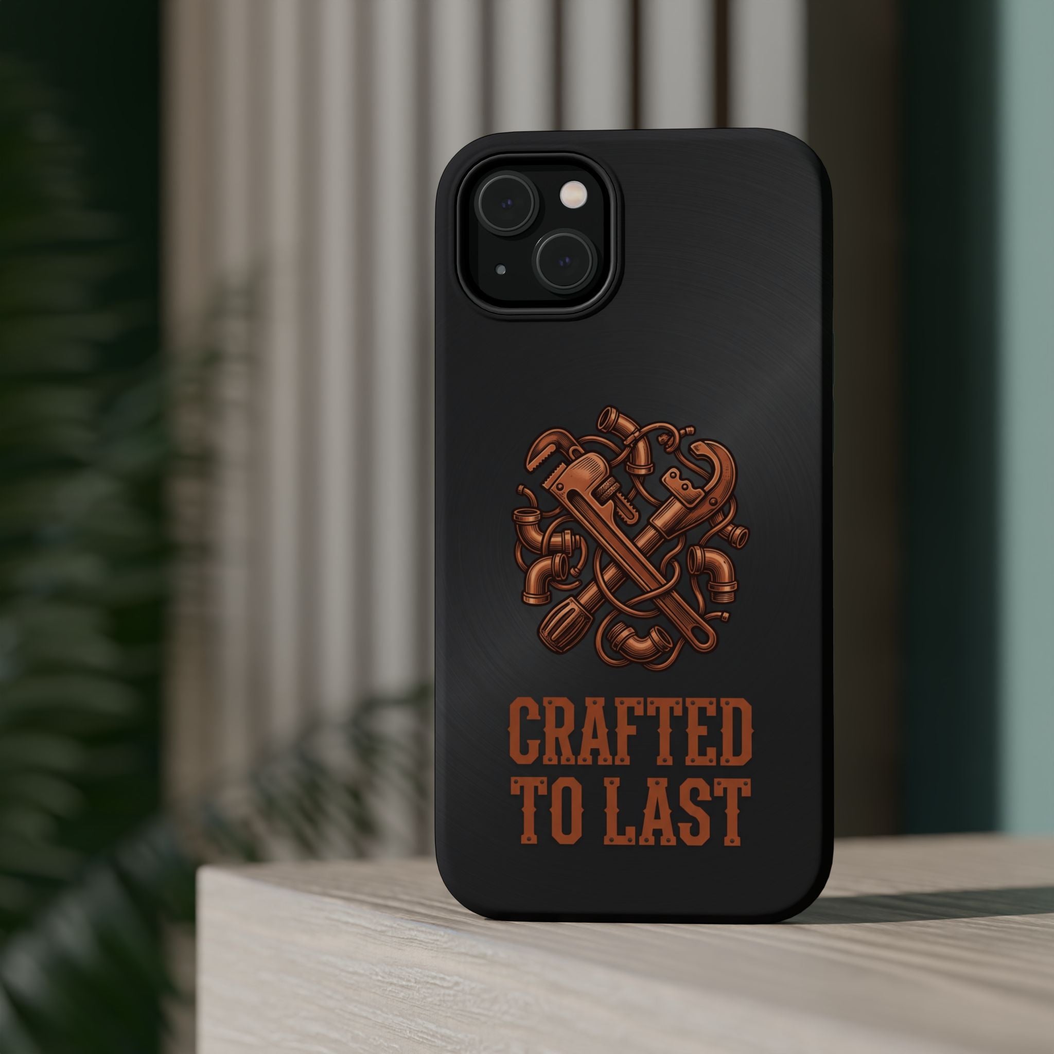 Crafted to Last Phone Case — Crossed Wrenches Wireless Charging Cover