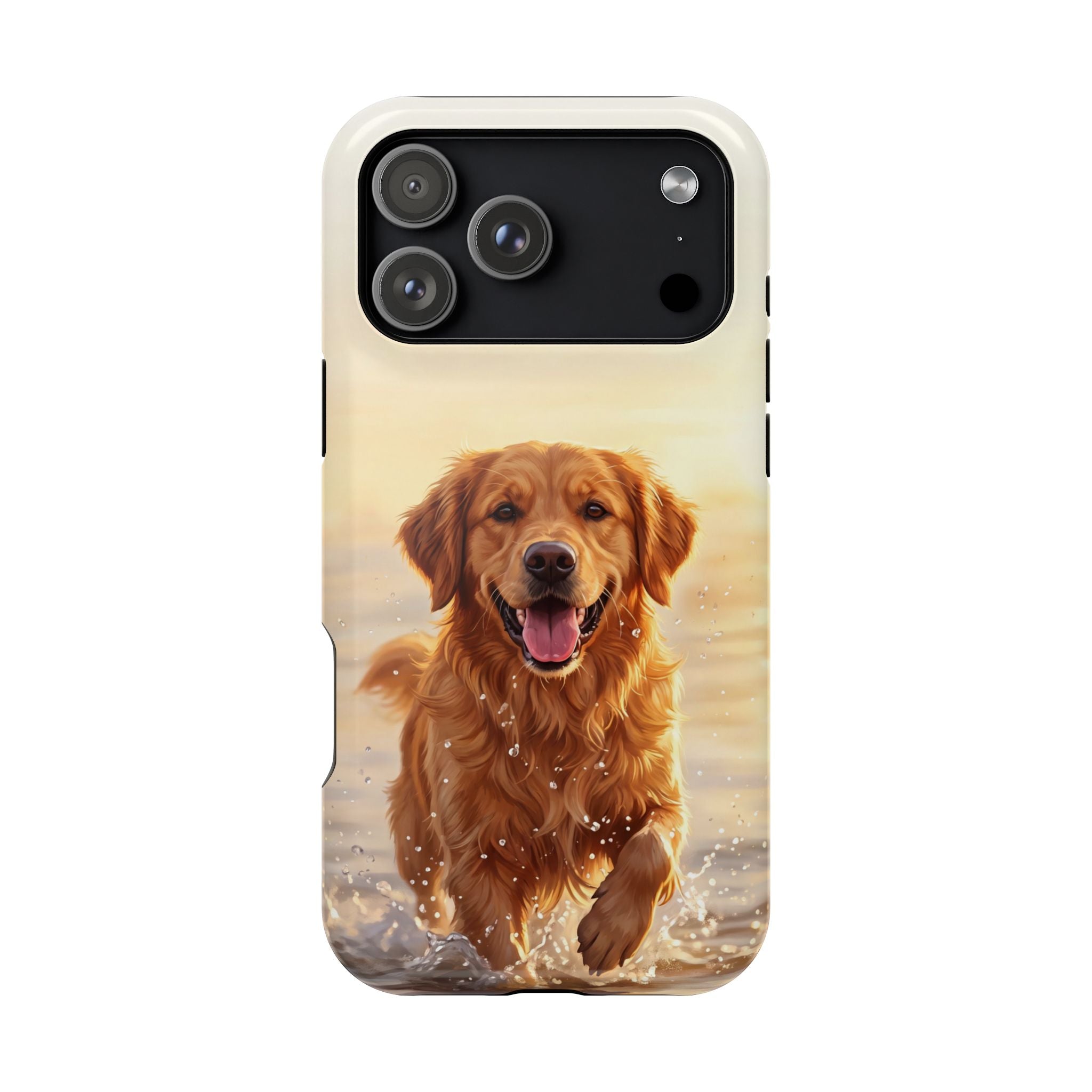 Beach Golden Retriever Phone Case — Impact-Resistant Wireless Charging Cover