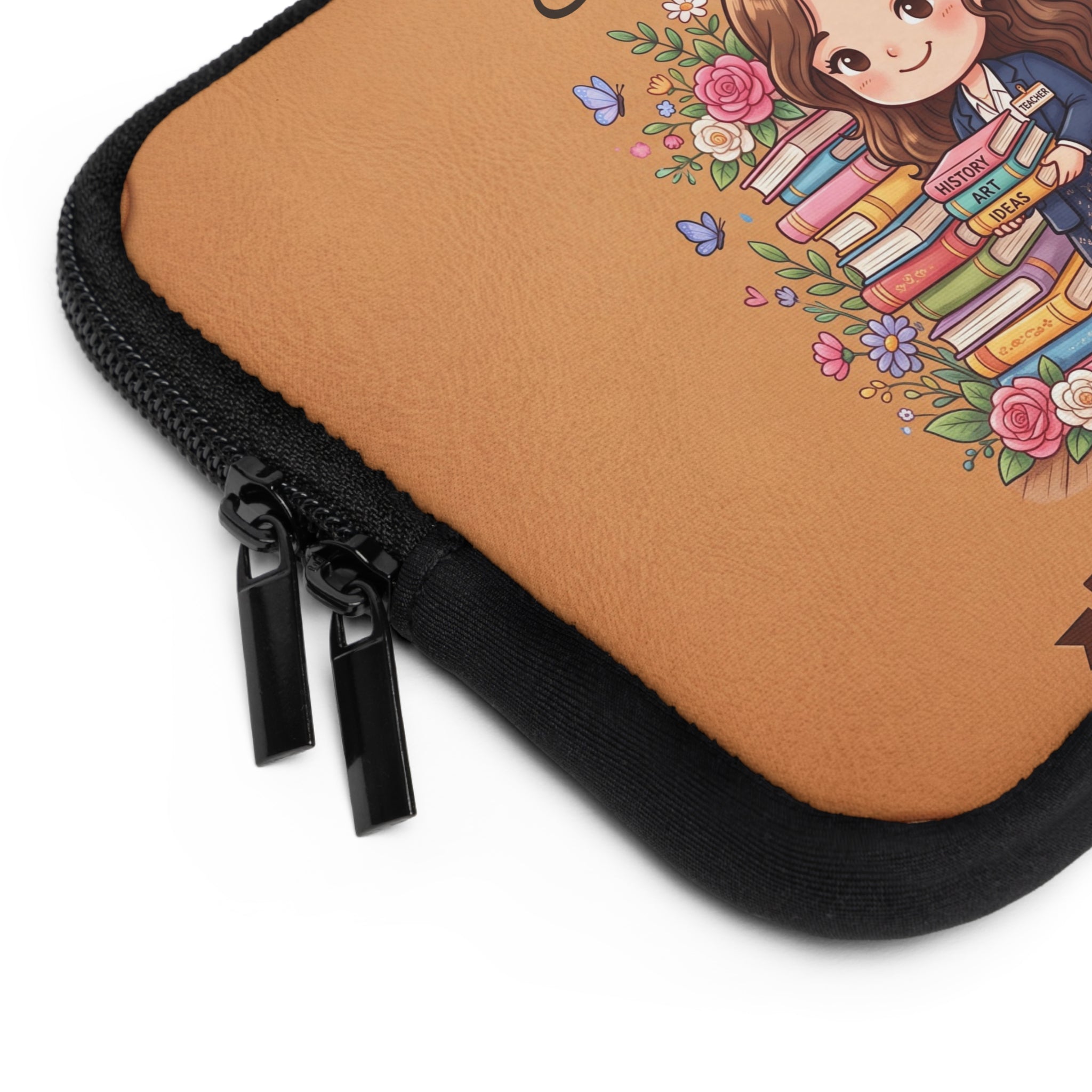 Personalized Teacher Laptop Sleeve | Custom Name Gift | Leather-Look Book Lover Case | Teacher Appreciation Gift