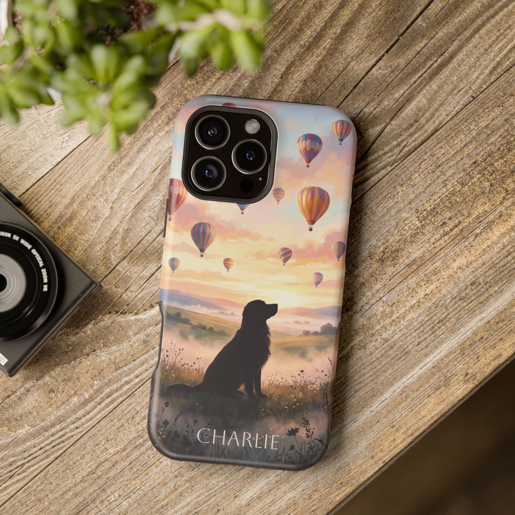 Personalized Golden Retriever Hot Air Balloon Phone Case — Wireless Charging Cover