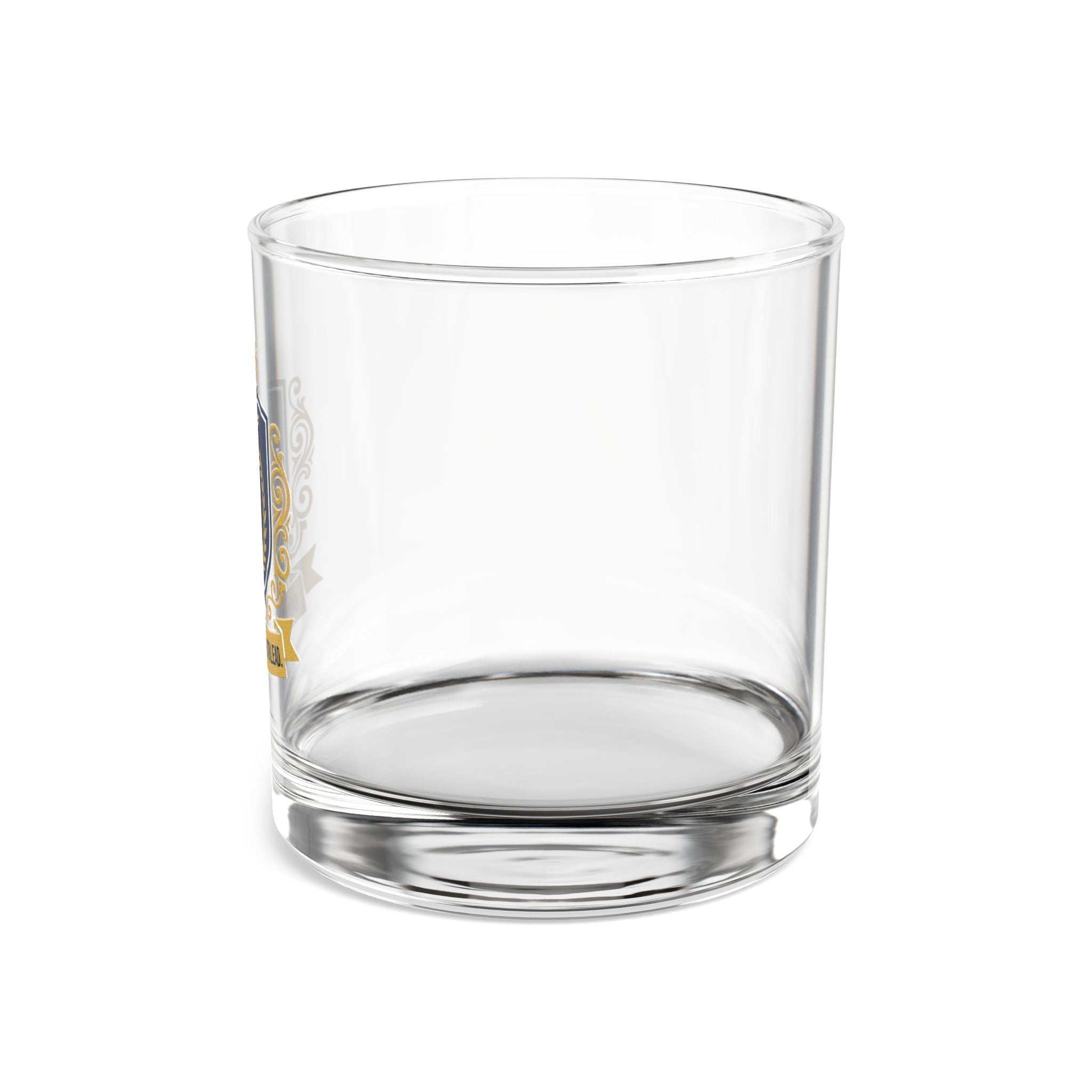 Built To Fix Born To Lead Crest Rocks Glass 10oz — Navy & Gold Plumber Glass