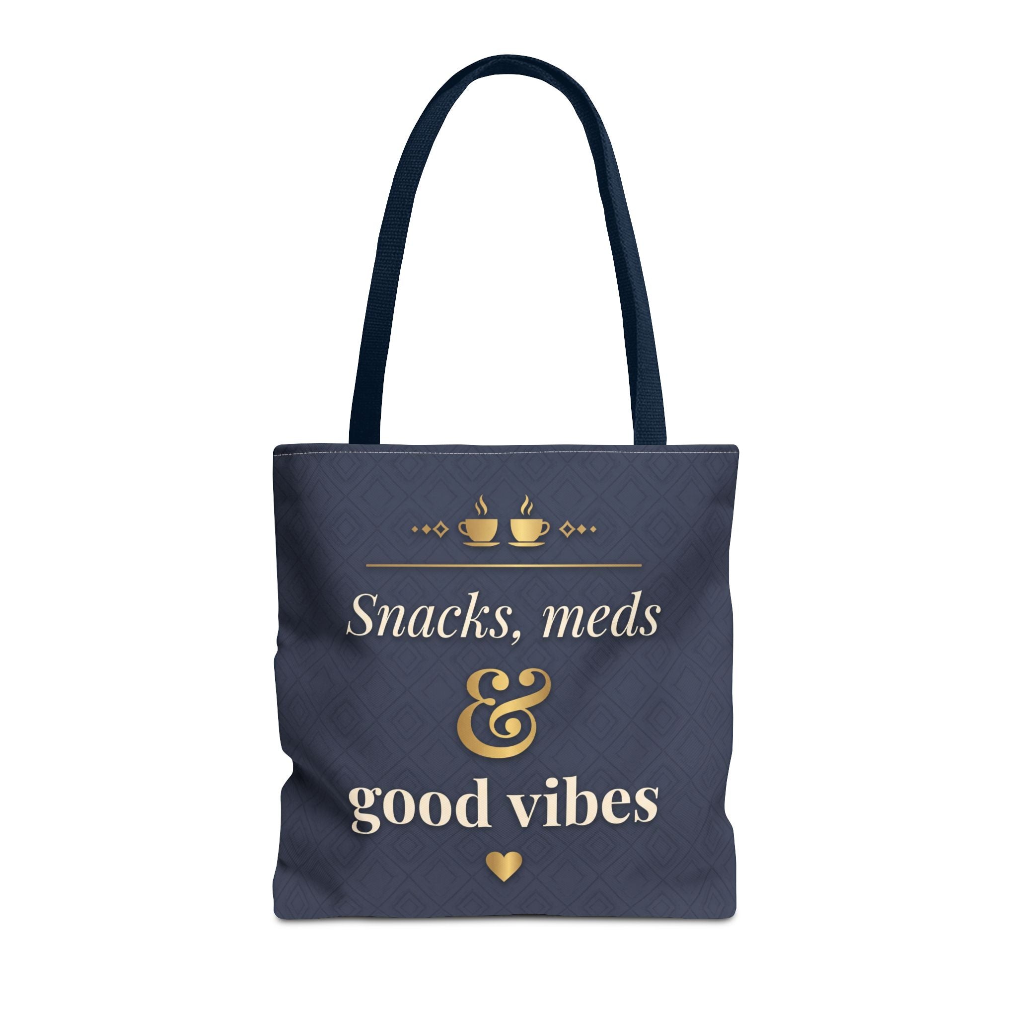 Snacks Meds & Good Vibes Tote | Funny Nurse Gift Tote Bag | Healthcare Worker Humour Gift | Premium Polyester Carry-All