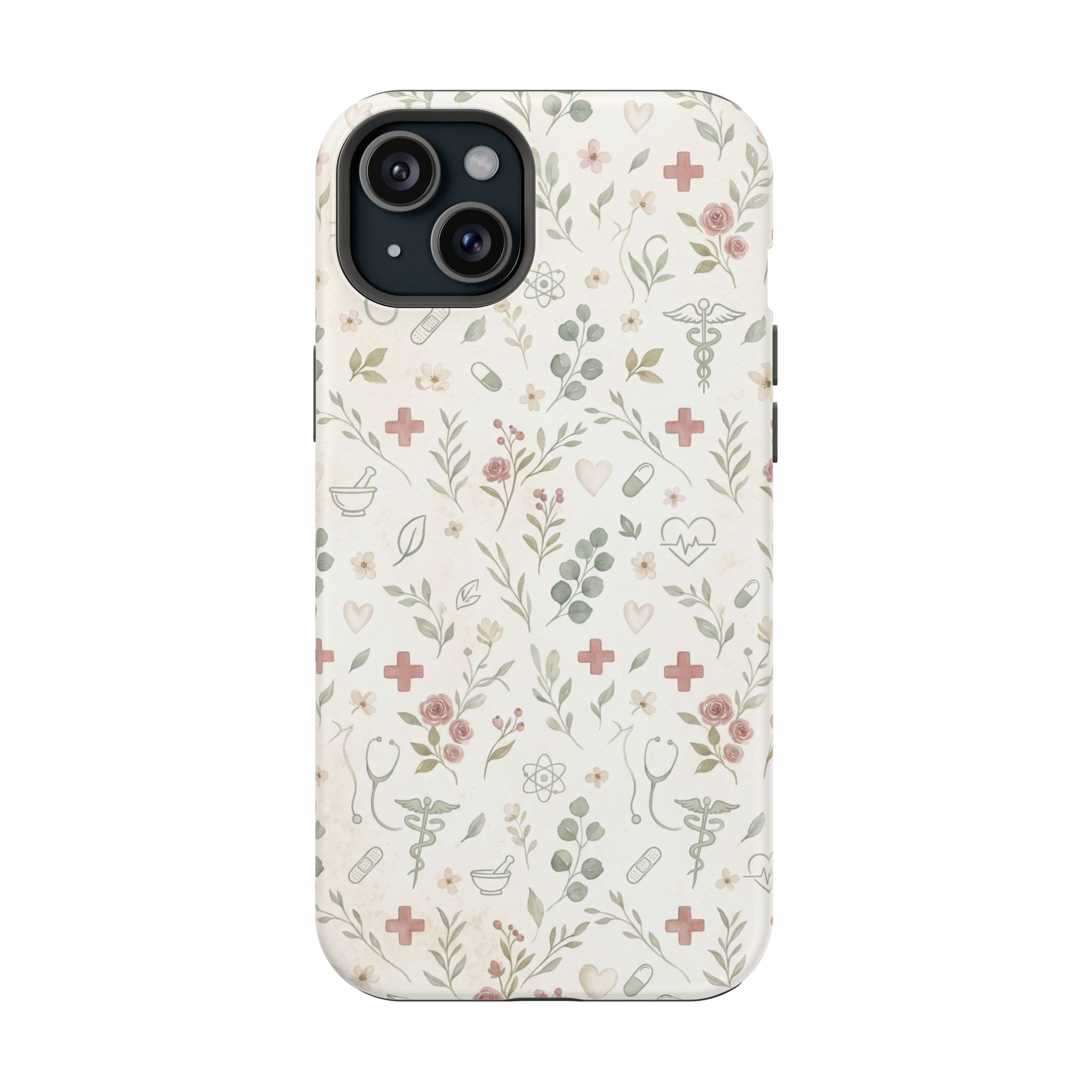 Floral Nurse Phone Case — Impact-Resistant Wireless Charging Cover