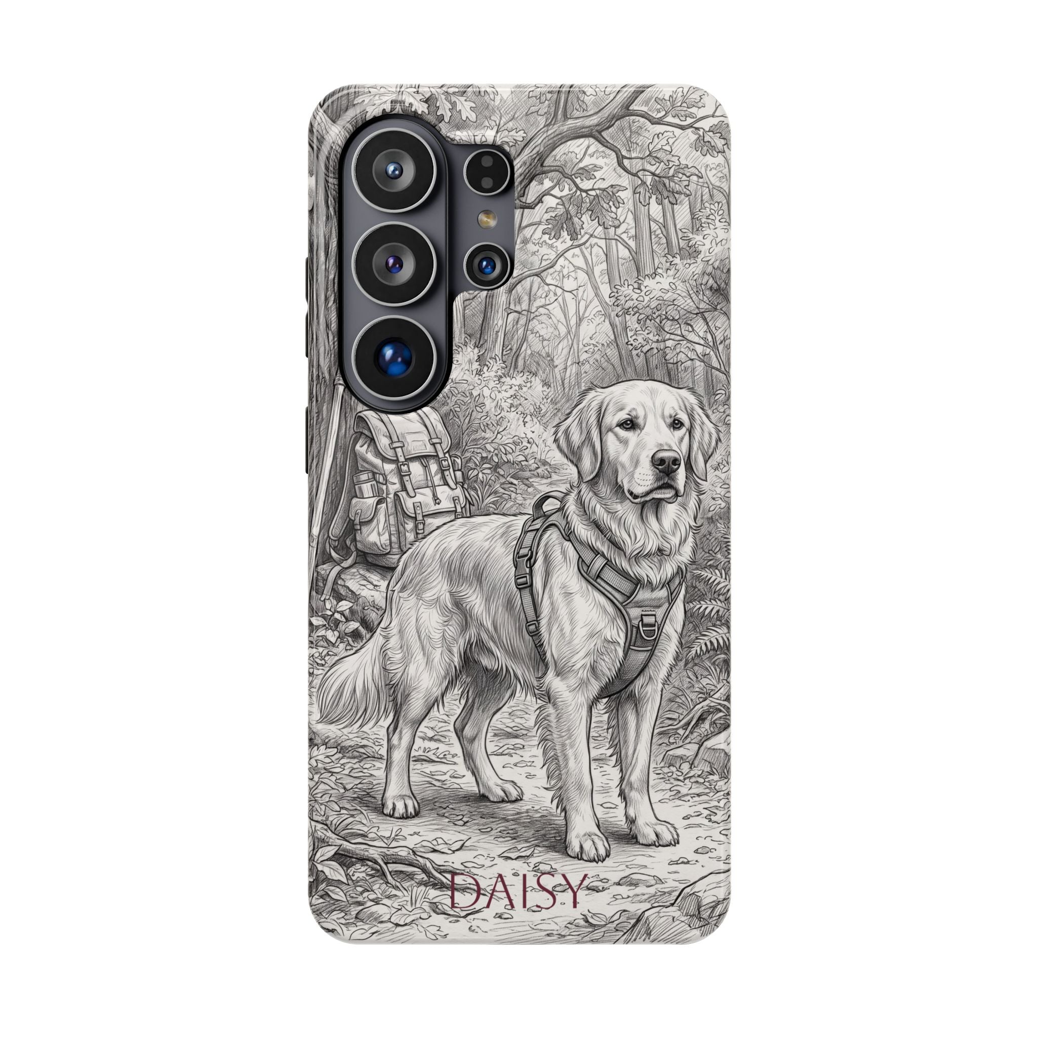 Personalized Golden Retriever Woodland Trail Phone Case — Wireless Charging Cover