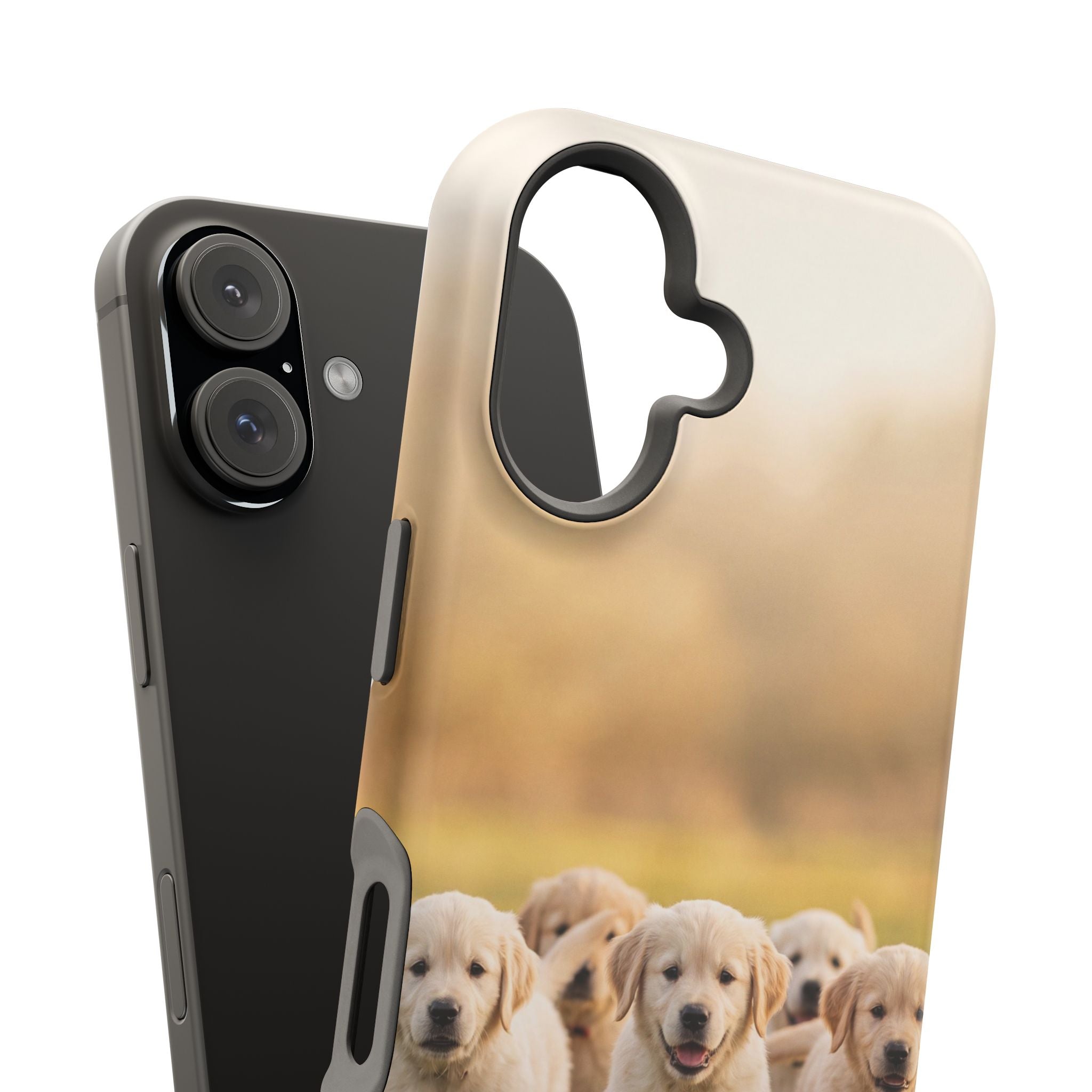 Golden Retriever Puppies Phone Case — Impact-Resistant Wireless Charging Cover