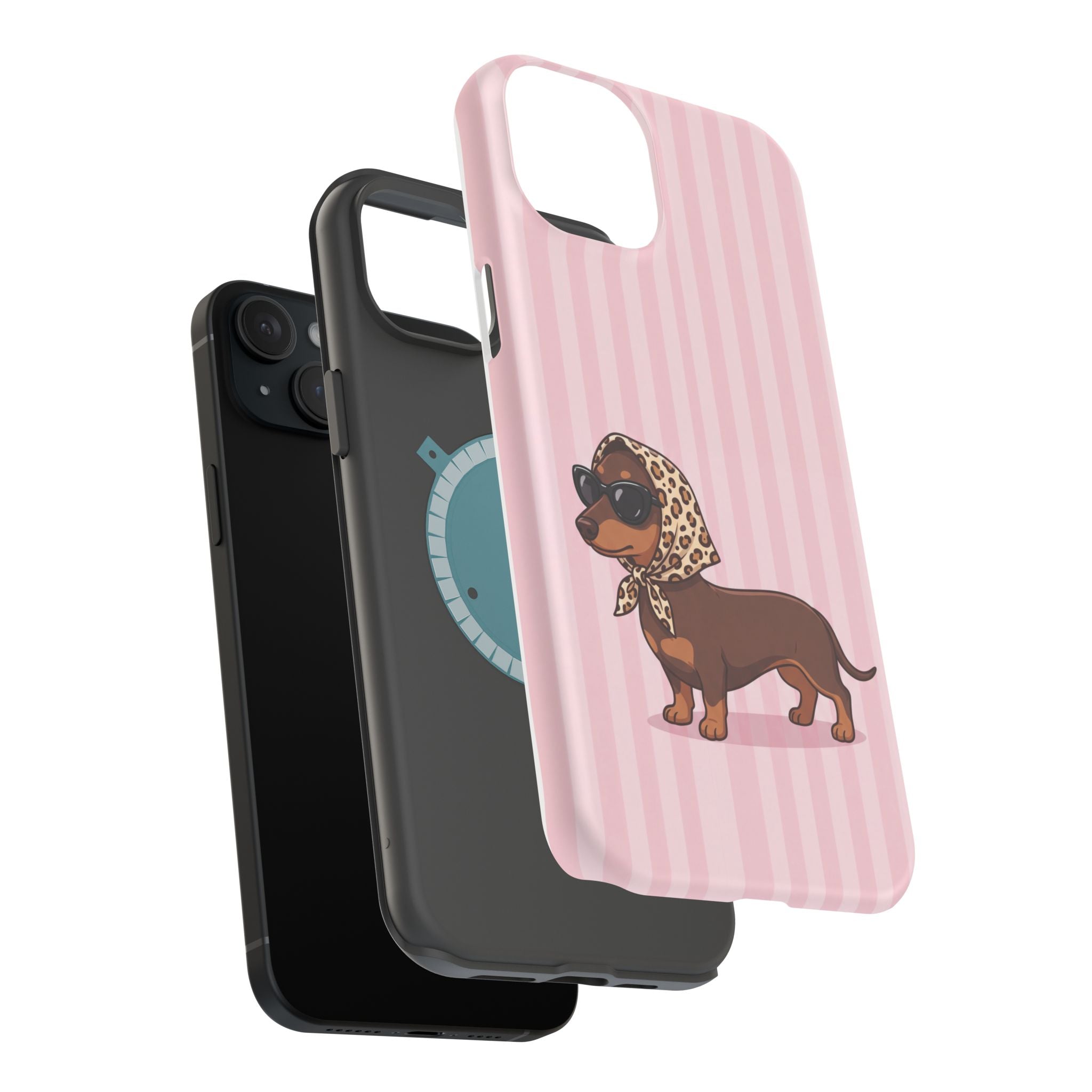 Preppy Dachshund Phone Case — Impact-Resistant Wireless Charging Cover