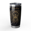 Labrador Personalized Tumbler | Black Marble Gold Art — 20 oz Stainless Travel Mug