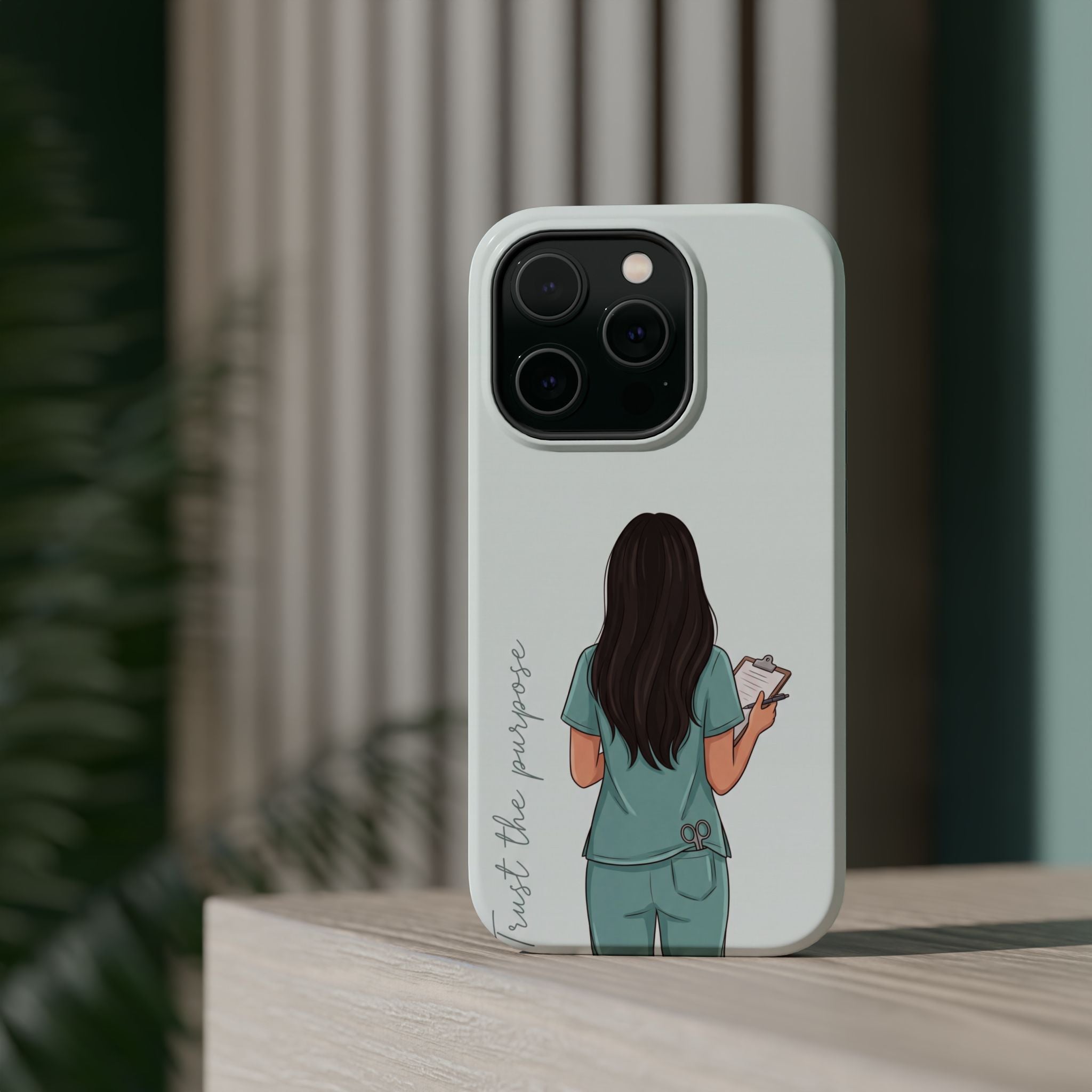 Nurse Illustration Phone Case — Impact-Resistant Wireless Charging Cover