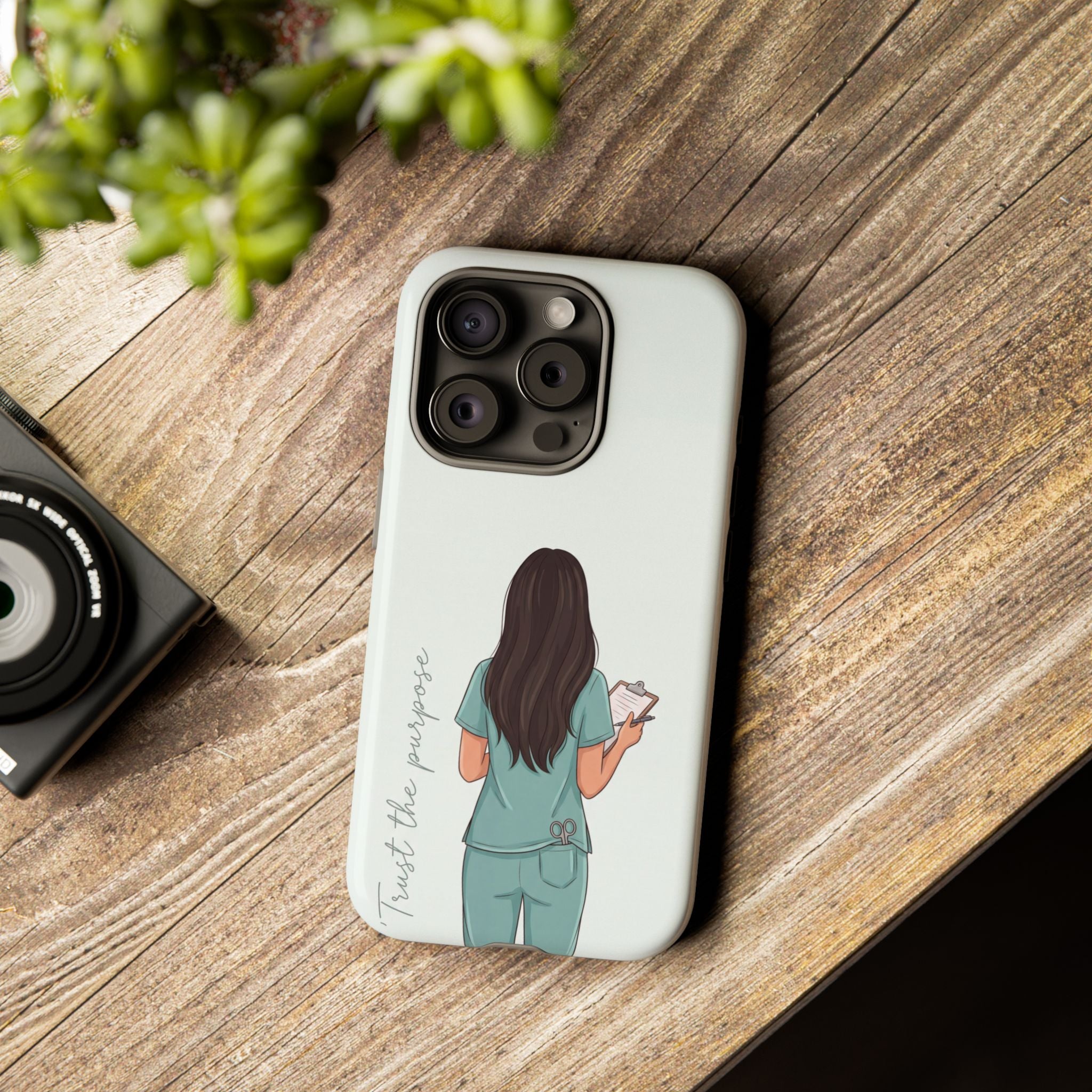 "Trust the Purpose" Nurse Phone Case | Illustrated Nurse in Scrubs Design | iPhone & Samsung