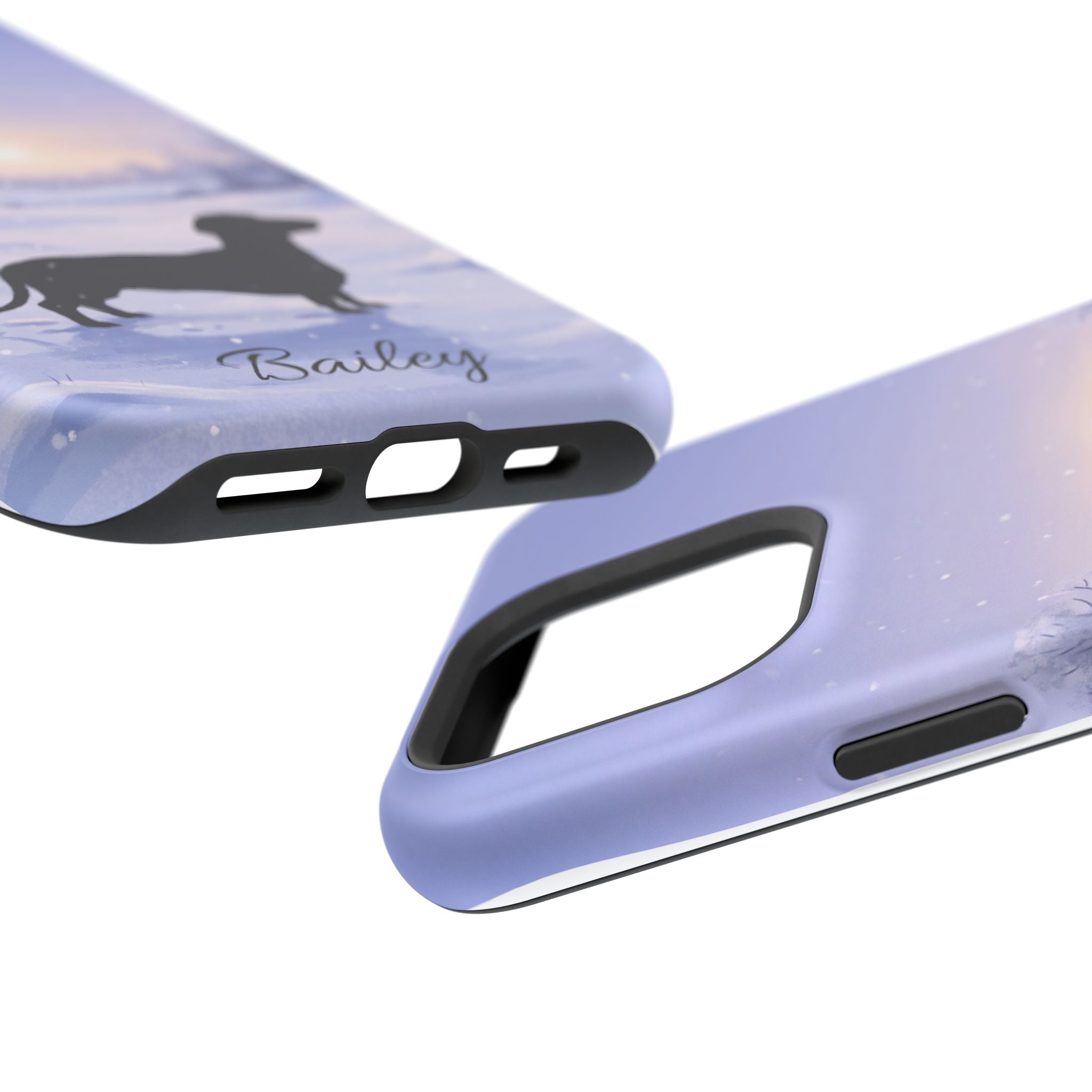 Personalized Dachshund Winter Snow Phone Case — Wireless Charging Cover