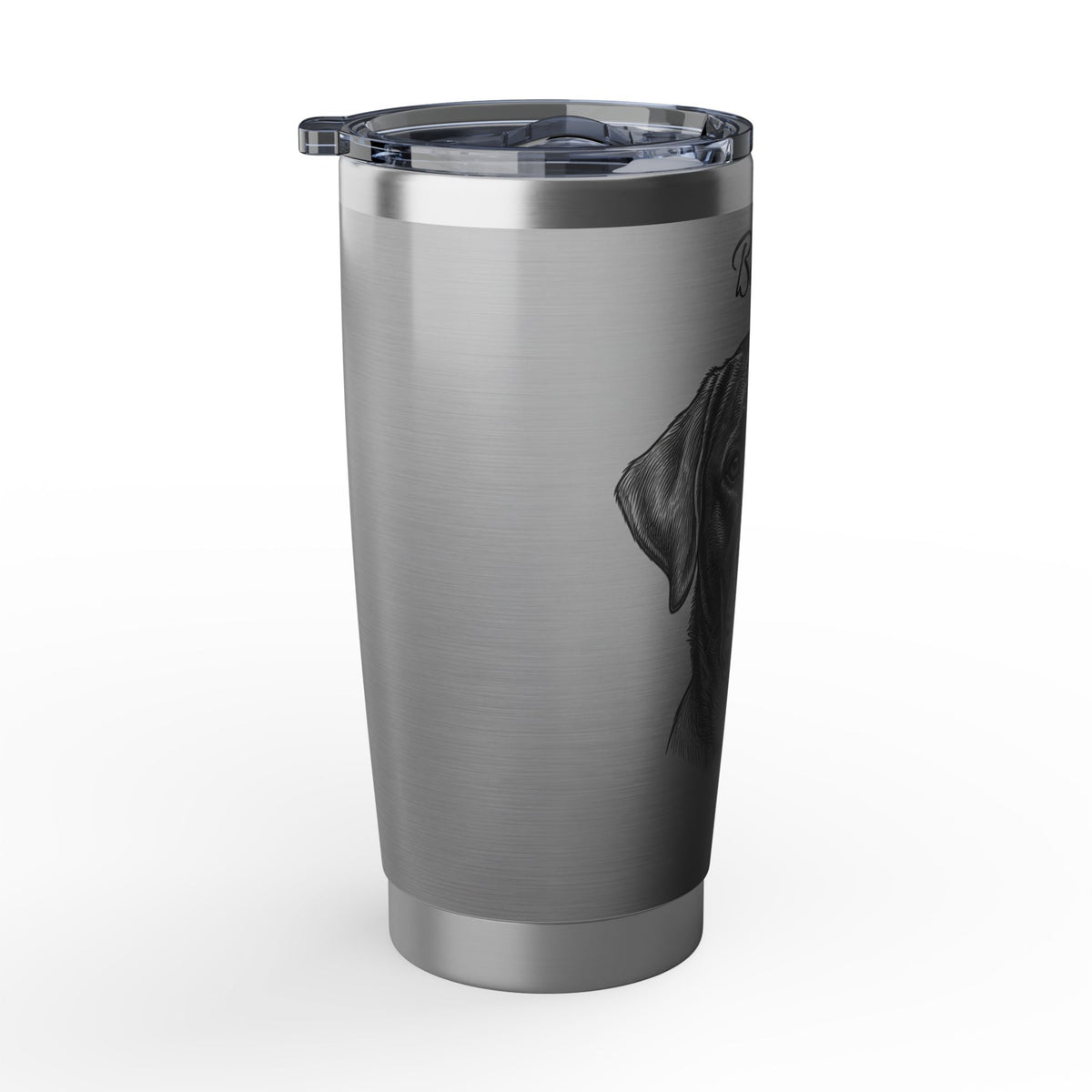 Labrador Personalized Tumbler | Etched Silver Art — 20 oz Stainless Travel Mug