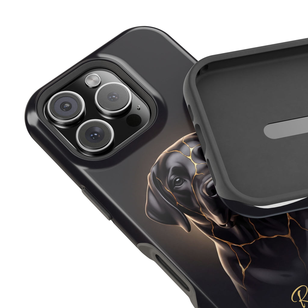 Personalized Obsidian Kintsugi Labrador Phone Case — Tough Magnetic Case with Wireless Charging