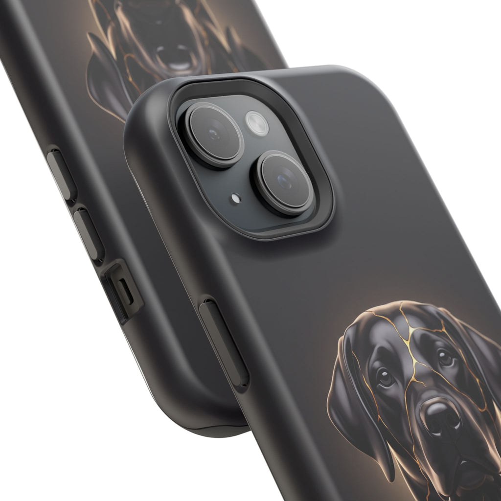 Personalized Obsidian Kintsugi Labrador Phone Case — Tough Magnetic Case with Wireless Charging