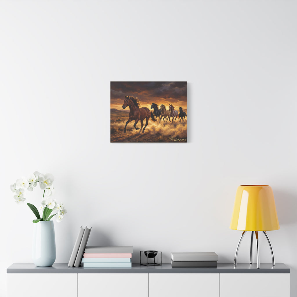 Horse Personalized Canvas | Wild Mustang Stampede Wall Art