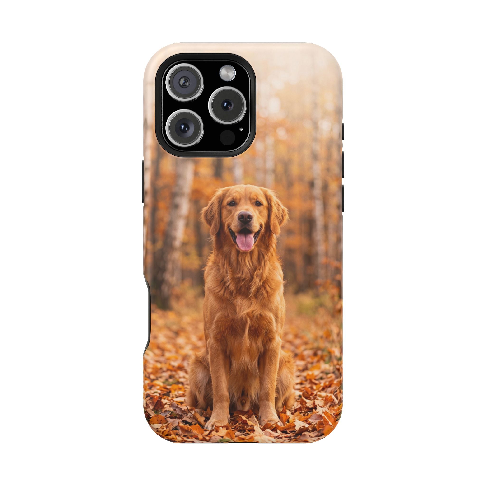 Autumn Golden Retriever Phone Case — Impact-Resistant Wireless Charging Cover
