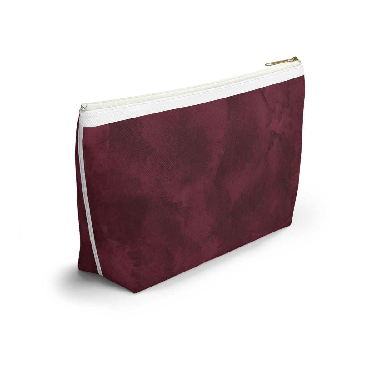 RN Silver Caduceus Burgundy Accessory Pouch — T-Bottom Zipper Bag