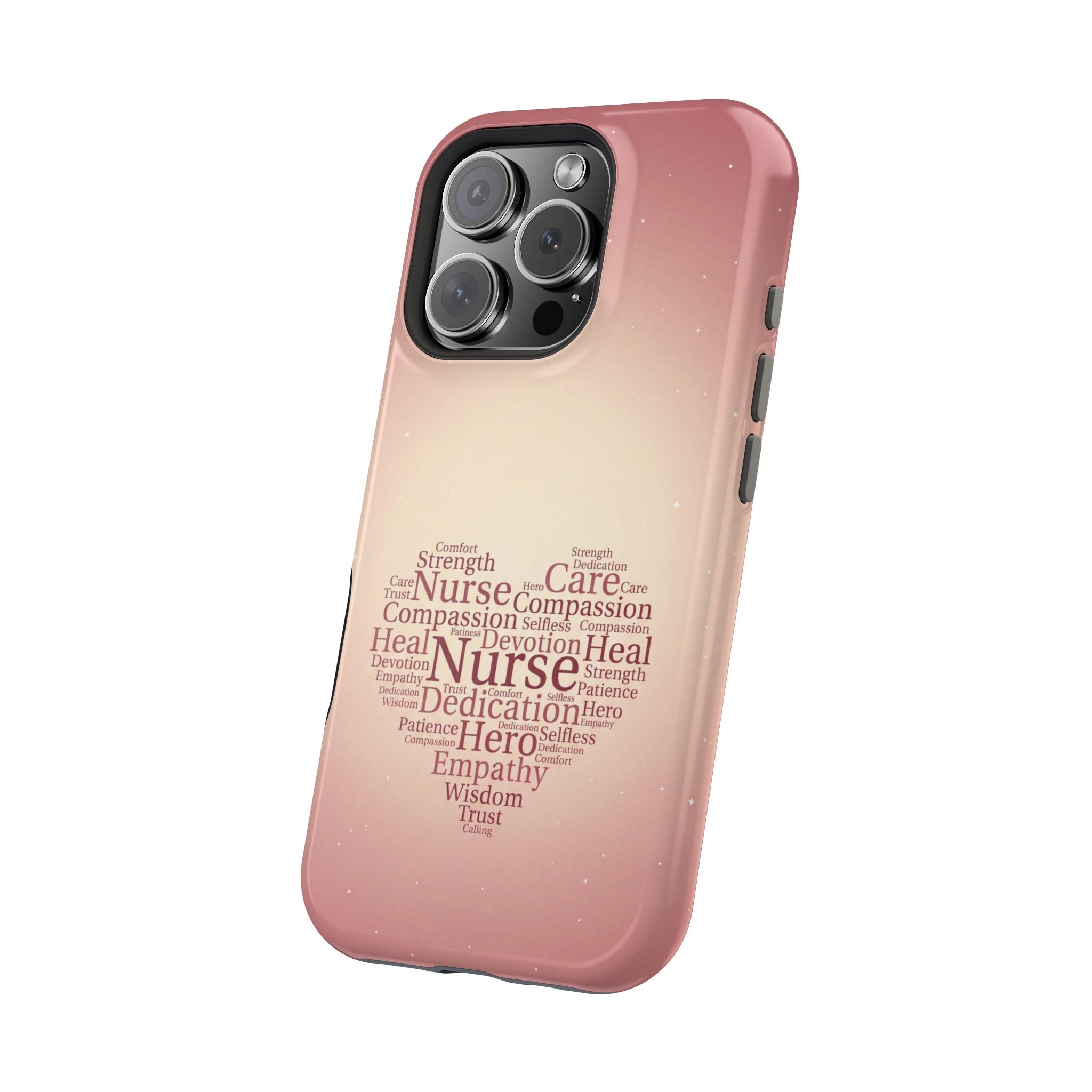Nurse Heart Word Art Phone Case — Impact-Resistant Wireless Charging Cover