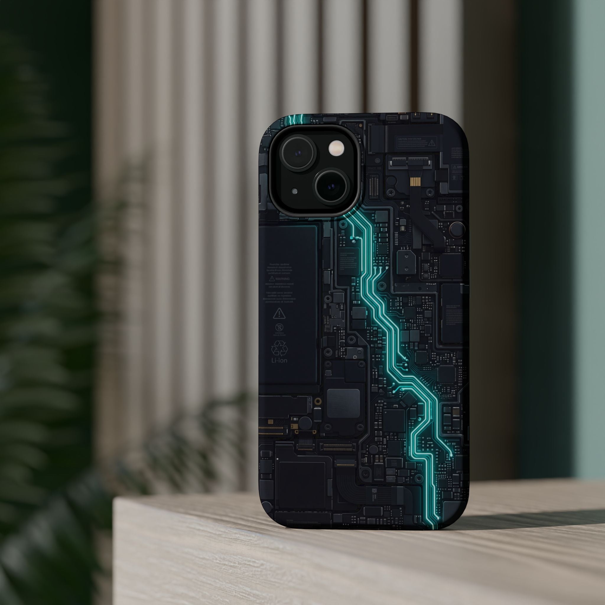 Cyan Bolt Electrician Phone Case — Electric Circuit Wireless Charging Cover