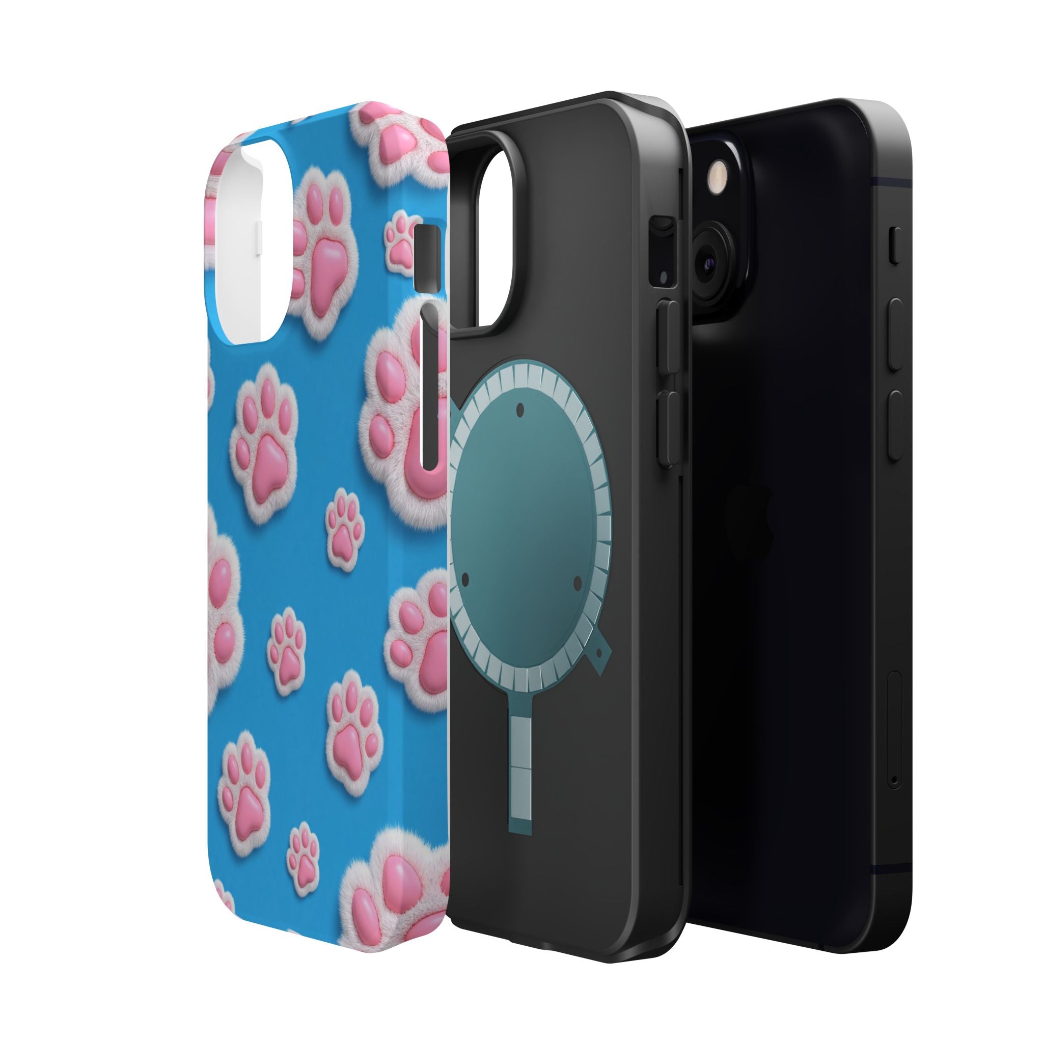 Fluffy Paw Print Phone Case | Cute 3D Pink Paw Pattern Case for Dog & Cat Lovers | iPhone & Samsung