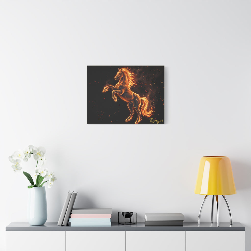 Horse Personalized Canvas | Fire and Embers Rearing Horse Wall Art