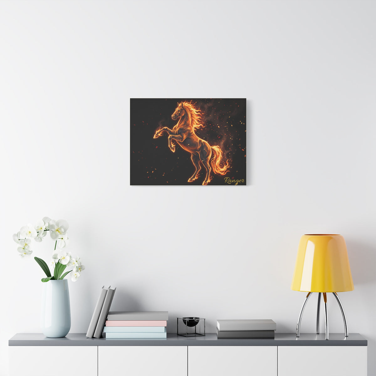 Horse Personalized Canvas | Fire and Embers Rearing Horse Wall Art