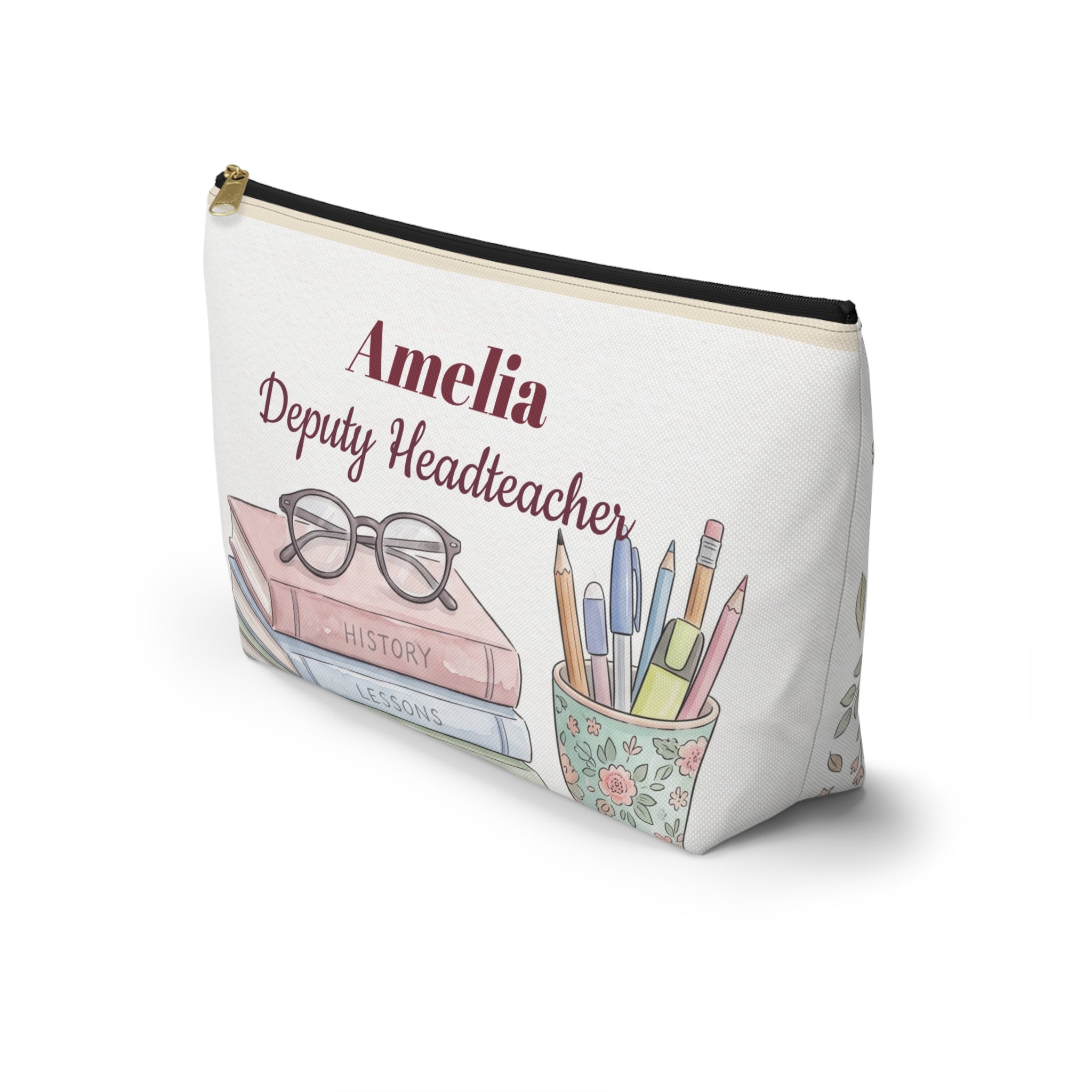 Personalized Teacher Gift Pouch – Custom Name Cosmetic Bag for Headteachers & Teachers