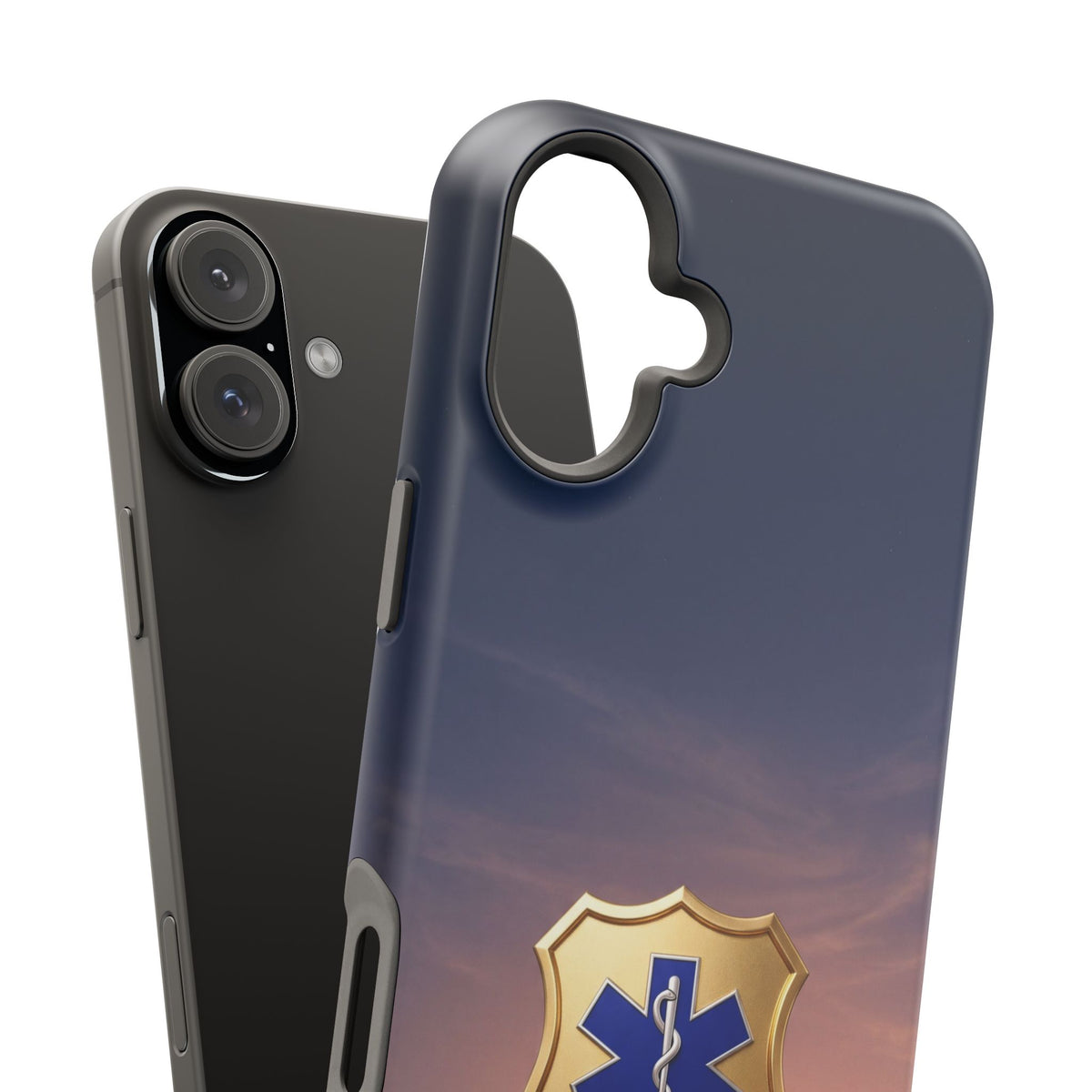 Gold Paramedic Badge Sunset Sky Phone Case — Magnetic Wireless Charging Cover