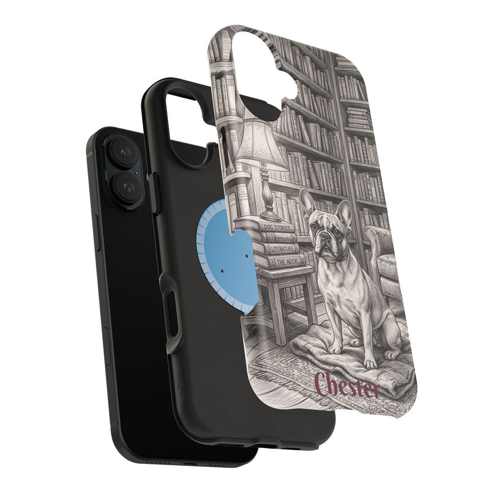 Personalized French Bulldog Library Study Phone Case — Wireless Charging Cover