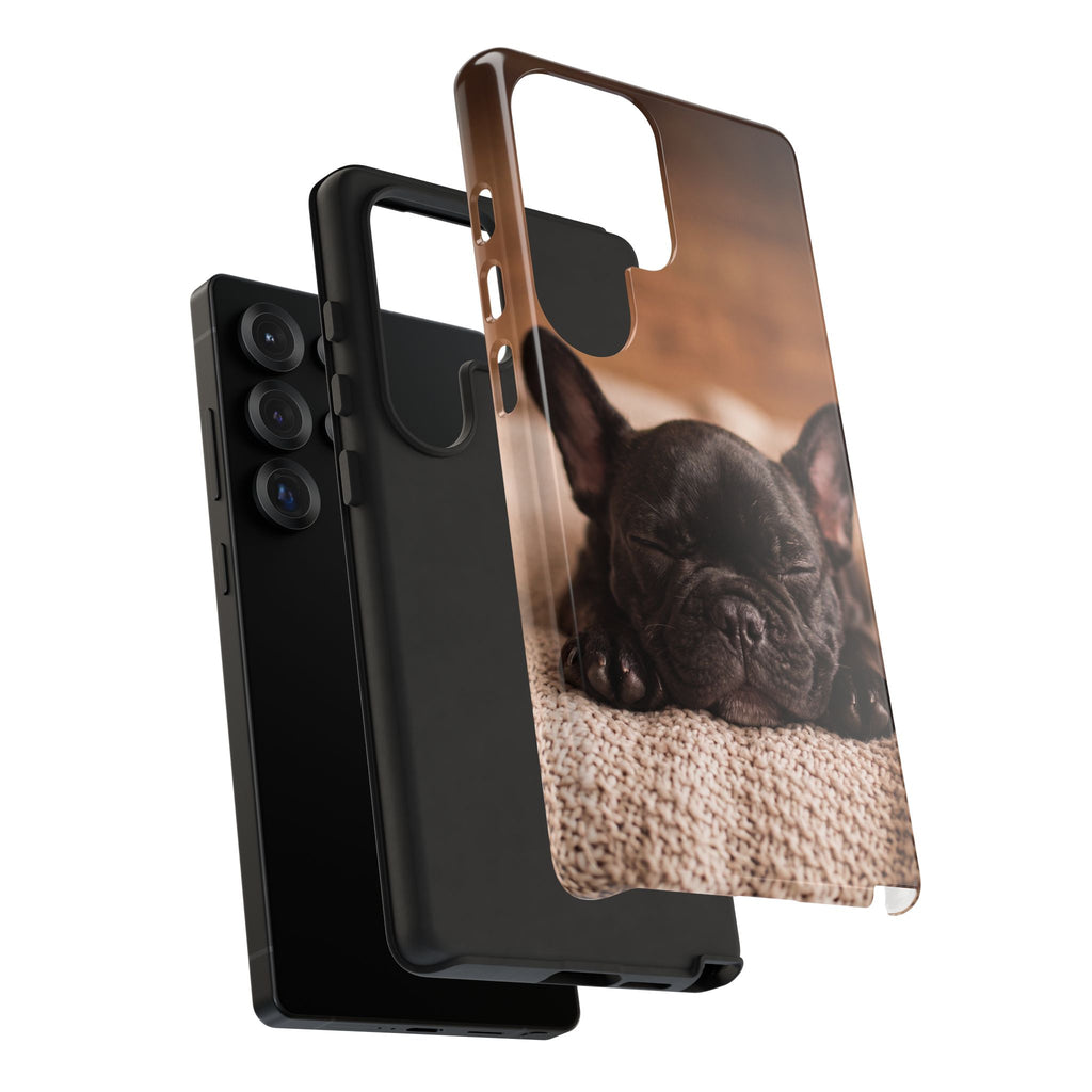 Sleeping French Bulldog Phone Case | Cozy Frenchie Resting on Blanket | iPhone & Samsung