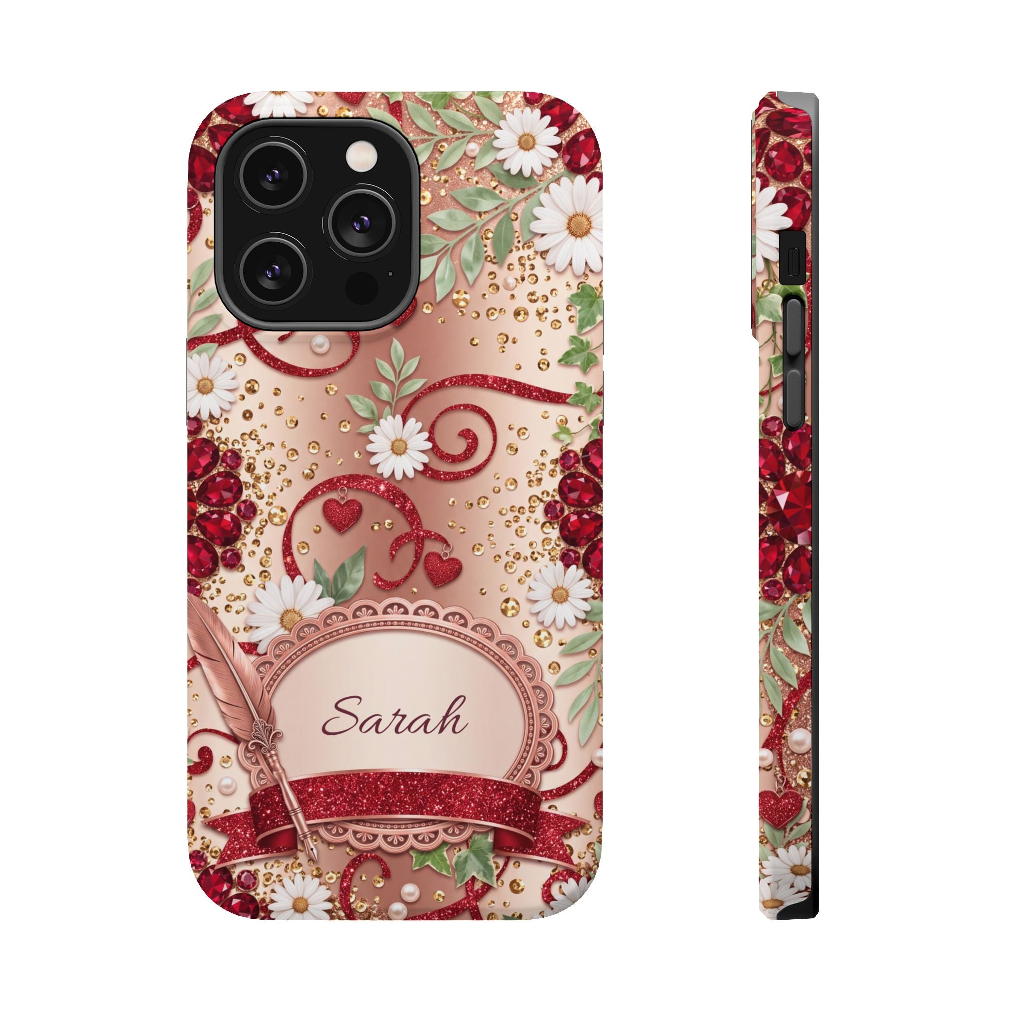 Personalized Vintage Floral Teacher Phone Case — Wireless Charging Cover