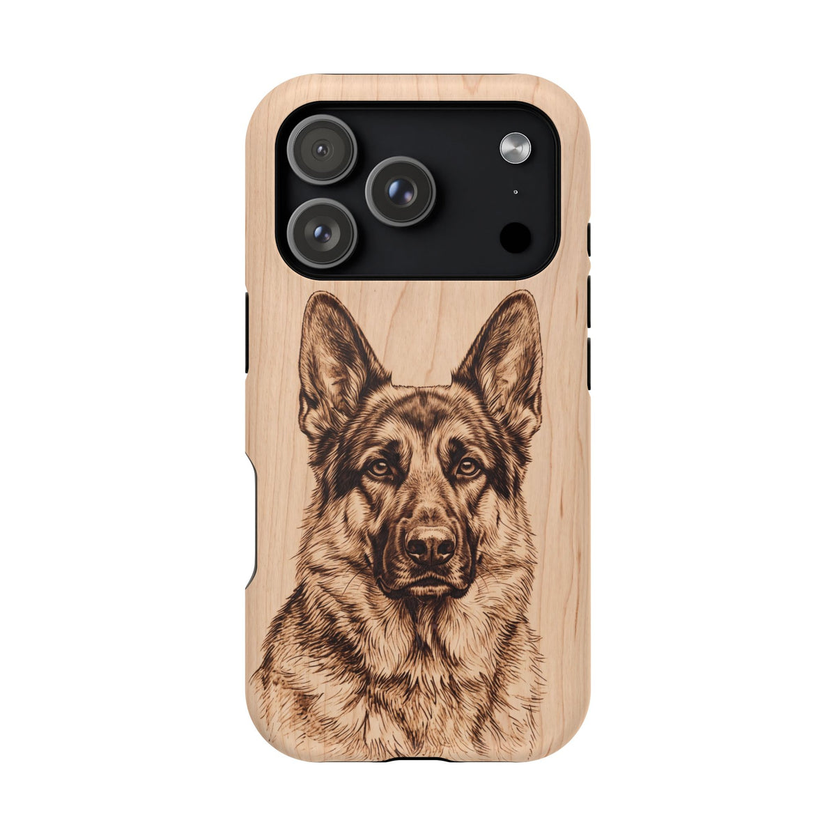 German Shepherd Phone Case | Pyrography Art — Tough Magnetic Case with Wireless Charging
