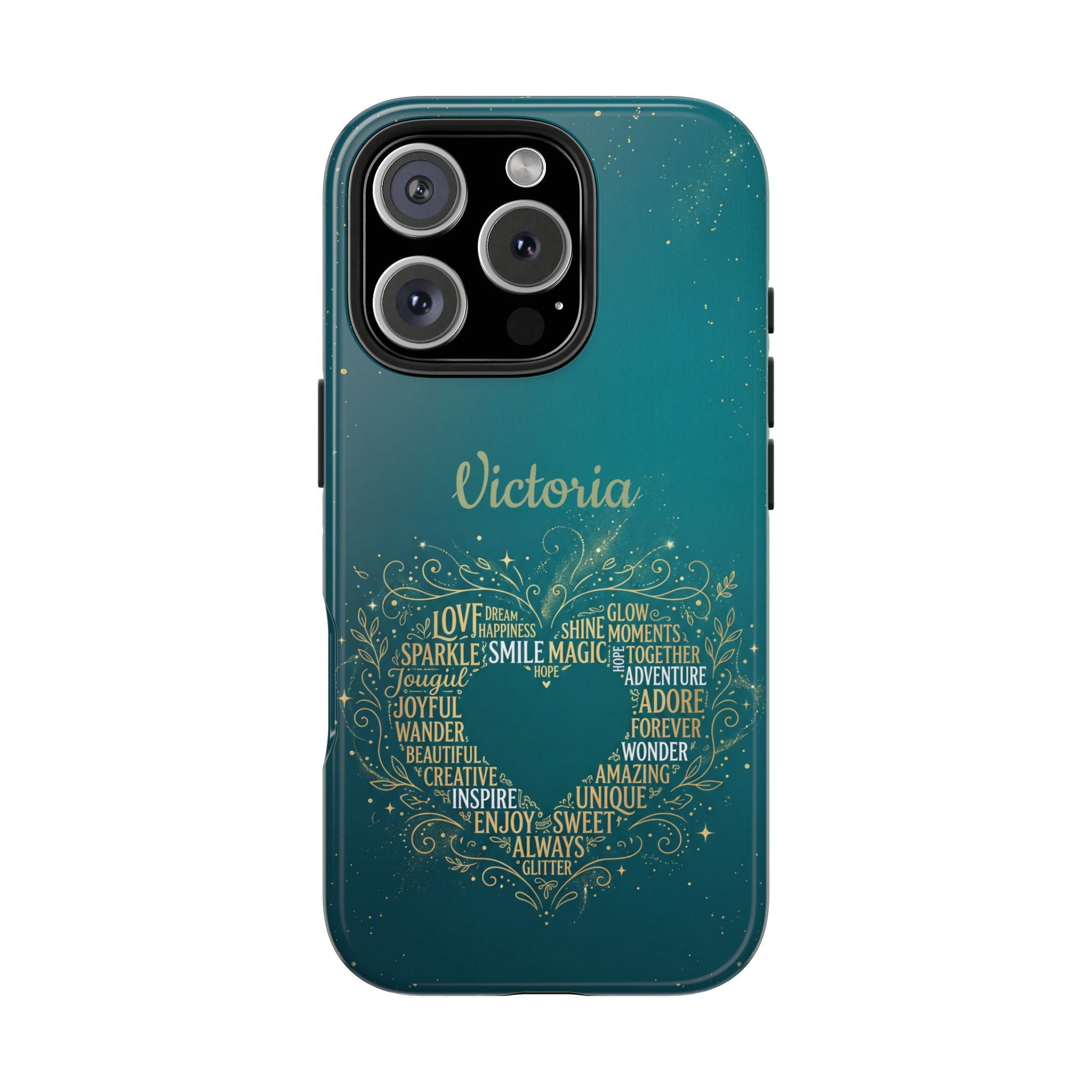 Personalized Teacher Phone Case — Custom Name Heart Word Art Design